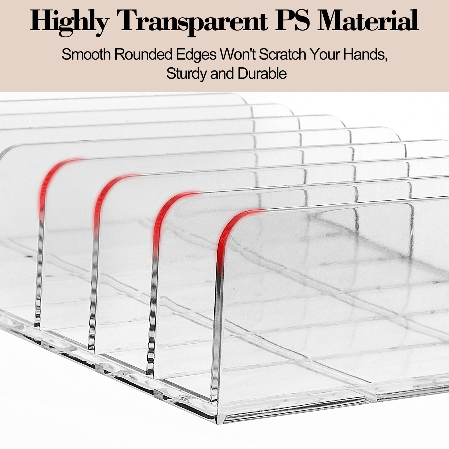 JESSCAT Make-up Organizer Aus Kunststoff – 7-Fach Unterteilung Für Paletten & Kosmetik, Transparent, Größe S (17x8,5x4 Cm)