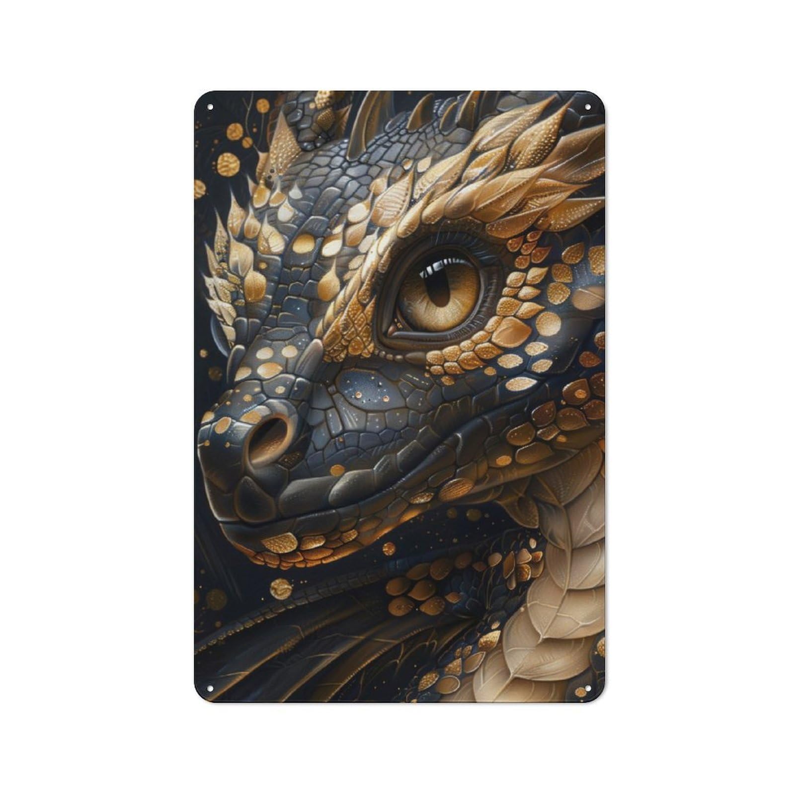 Junmoney Black And Gold Dragon Retro Metal Wall Sign 30X20cm With For Living Room Wall, Housewarming Wall Decor For People Furnishing Living Room