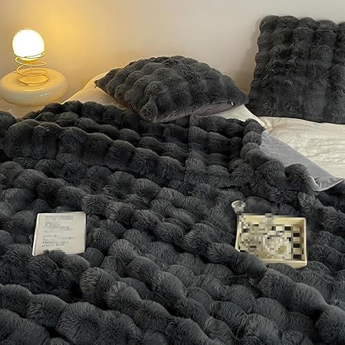 Miniatura 3 de Manta de piel sintética de conejo, manta de invierno suave y mullida para cama, manta de felpa gruesa y cálida para sofá, sala de estar y dormitorio