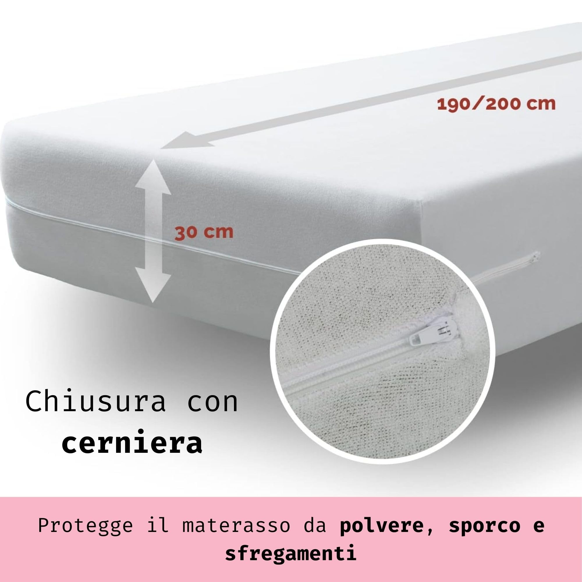 Tural Fodera per materasso Pacco da 2 80x190/200cm Singolo Morbido Certificato Oeko-TEX Microfibra di spugna Per Materassi Alti 30cm