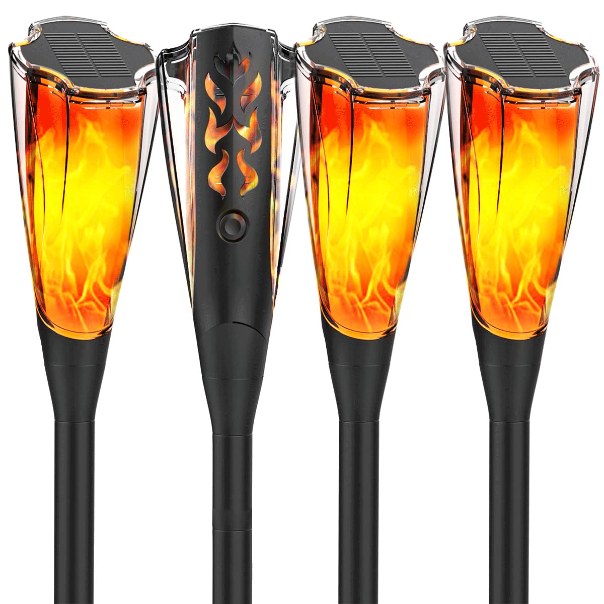 ZALACEI Solar Torch Lights for Outside with Flickering Flame Waterproof Auto On/Off 360° Luminous Range Lawn Lamp Flame Beating Effect Landscape Yard Christmas Decor (4Pcs/Set)