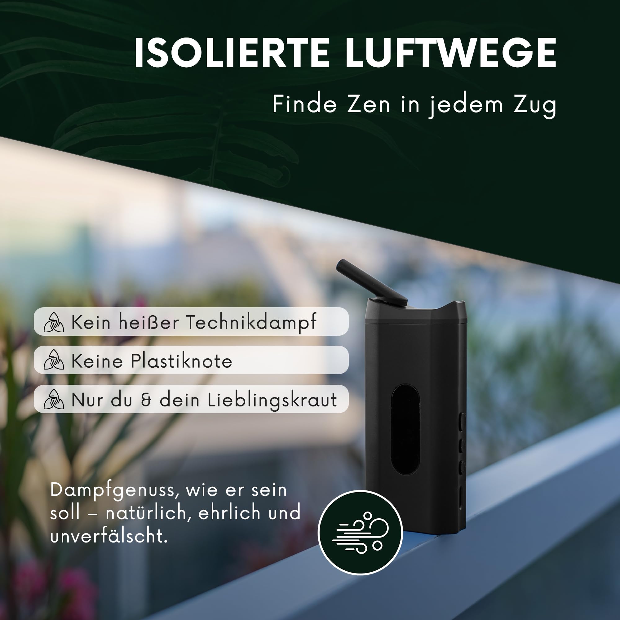 HIZEN Nanu Kräuter Vaporizer | Premium Verdampfer für Kräuter | Hochleistungs Konvektionstechnologie | 3600 mAh Akku austauschbar | Isolierter Luftstrom | Endless Timer | Schwarz