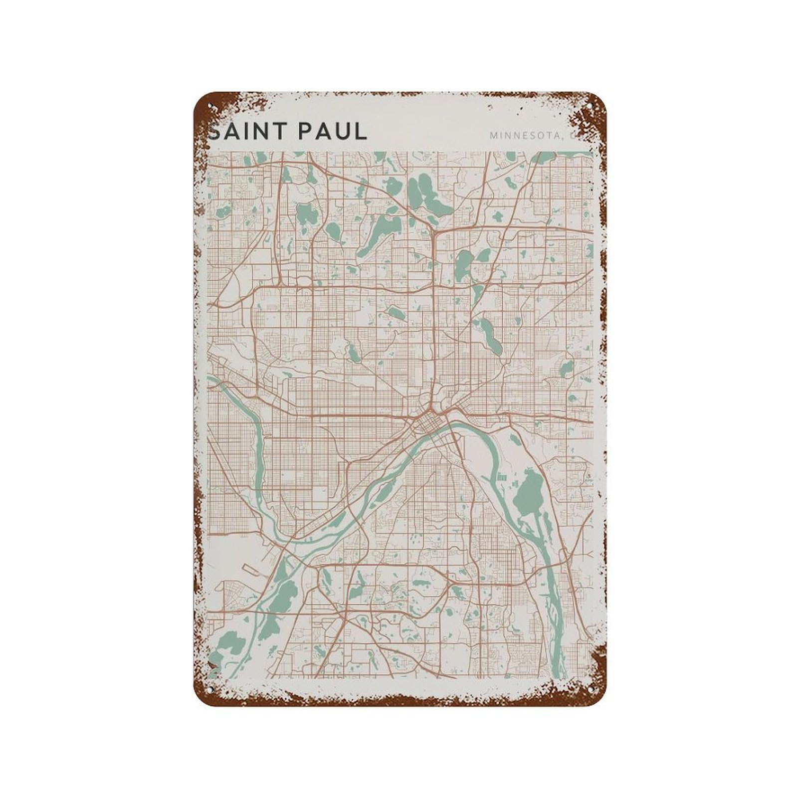 xiaoxiaoshen Saint Paul Map Minnesota Travel Gift Scandi Wall Decor Art Metal Tin Poster Modern Home Decor Art Home Bar Shop Decorations Vintage Sign 30x20cm