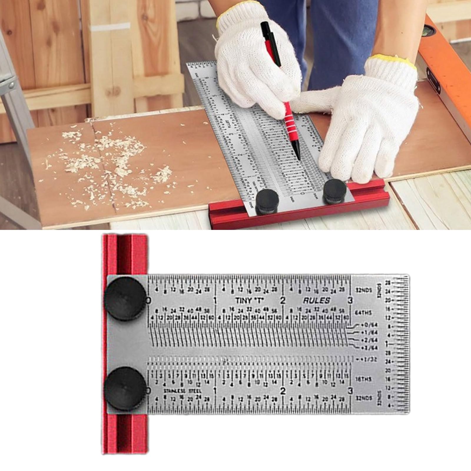 Precisioni Marcatura T Righello T Square Lavorazione Del Legno 3/6/12 Pollici Acciaio Inox Foro Posizionamento Scribing Righello Precisioni Strumento di Lavorazione Del Legno