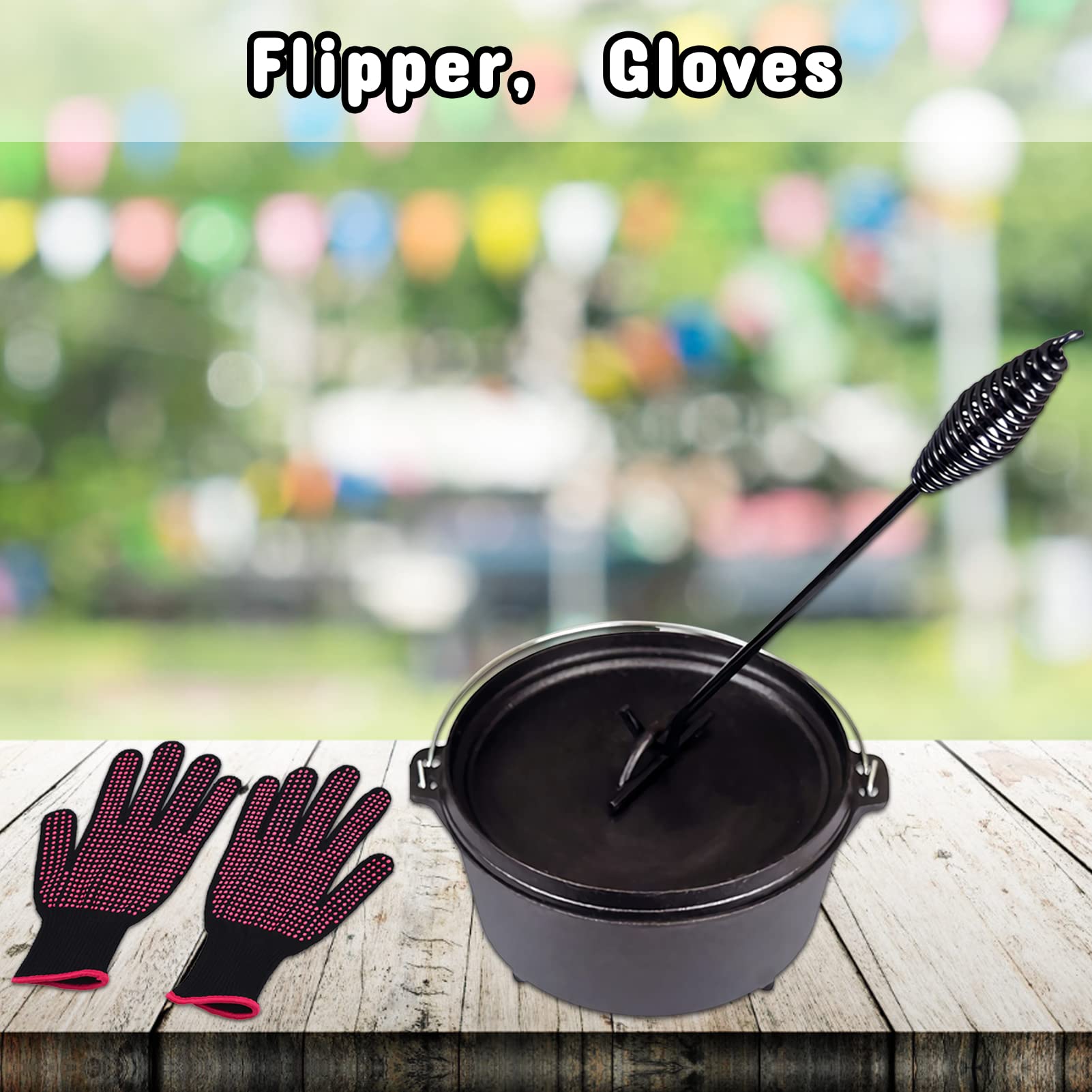 Sollevatore Per Dutch Oven - Griglia E Guanti Per Campeggio - 42 Cm In Ghisa - Per Pentole Da Fuoco - Foto 6