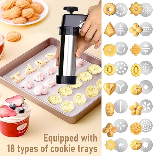 Miniatura 2 de Kit de decoración de pistola de prensa de galletas, 27 piezas de herramientas de horneado premium para prensa de galletas y decoración de pasteles