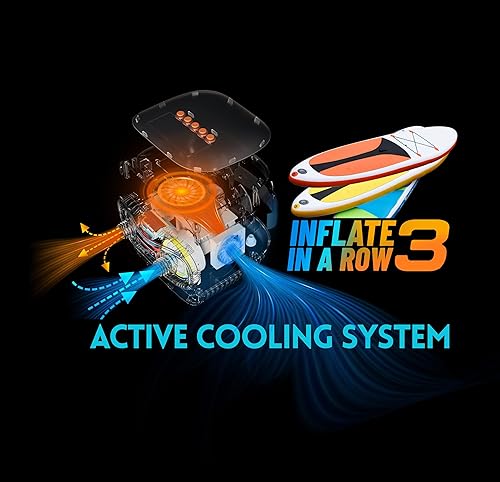 Miniatura 3 de Tuomico Bomba de tabla de remo de 20 PSI, inflador y deflector eléctrico portátil, apagado automático, mini compresor para tabla de remo inflable de