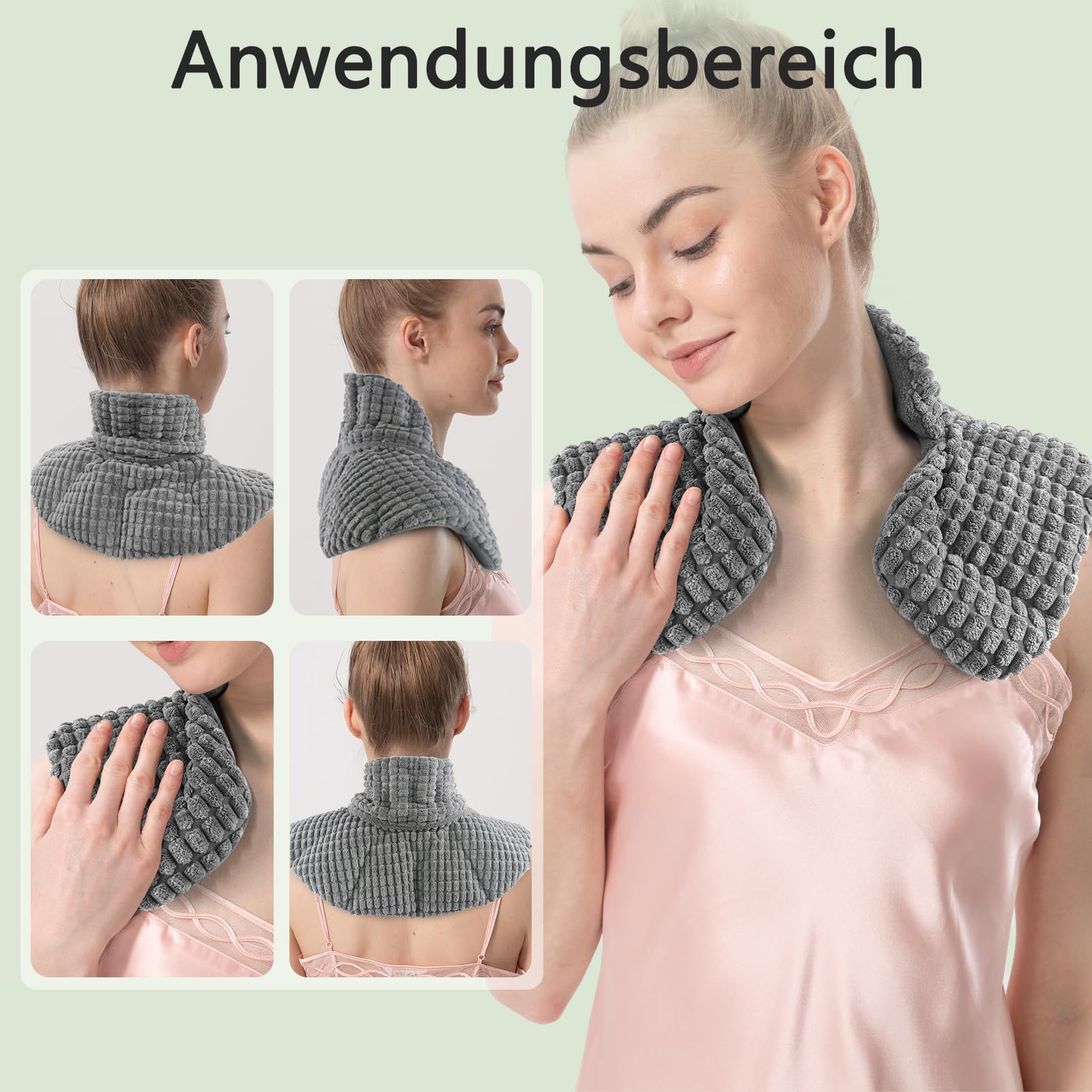AROMA SEASON Wärmekissen Nacken & Schulter für Mikrowelle - Körnerkissen Nacken - Nackenkissen mit Kragen - Wärme-/Kältetherapie