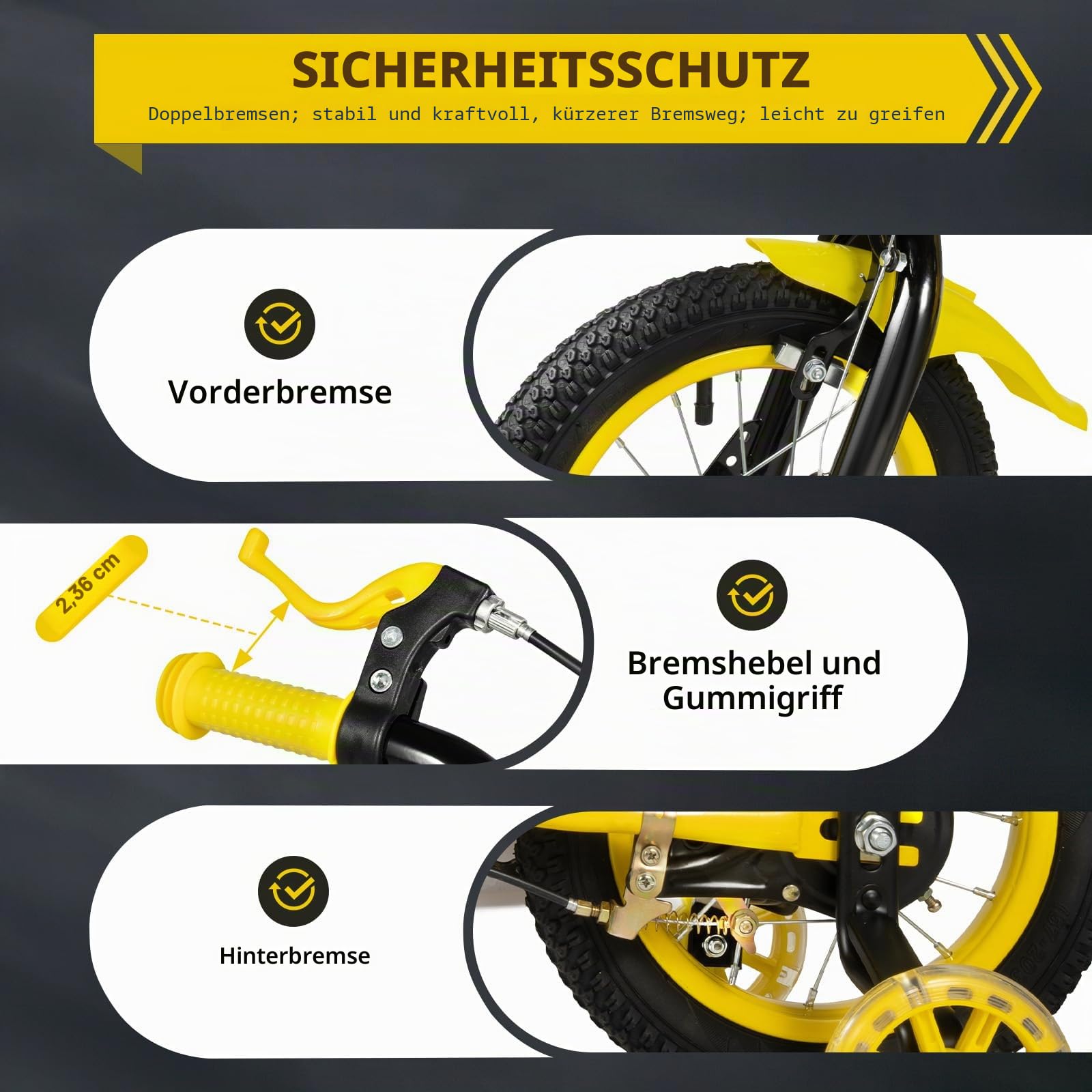 12 Zoll Kinderfahrrad Mit Verstellbarem Sattel, Kinder Fahrrad Rad Bike für Kinder 3-9 Jahren Junge und Mädchen Rot/Gelb/Blau