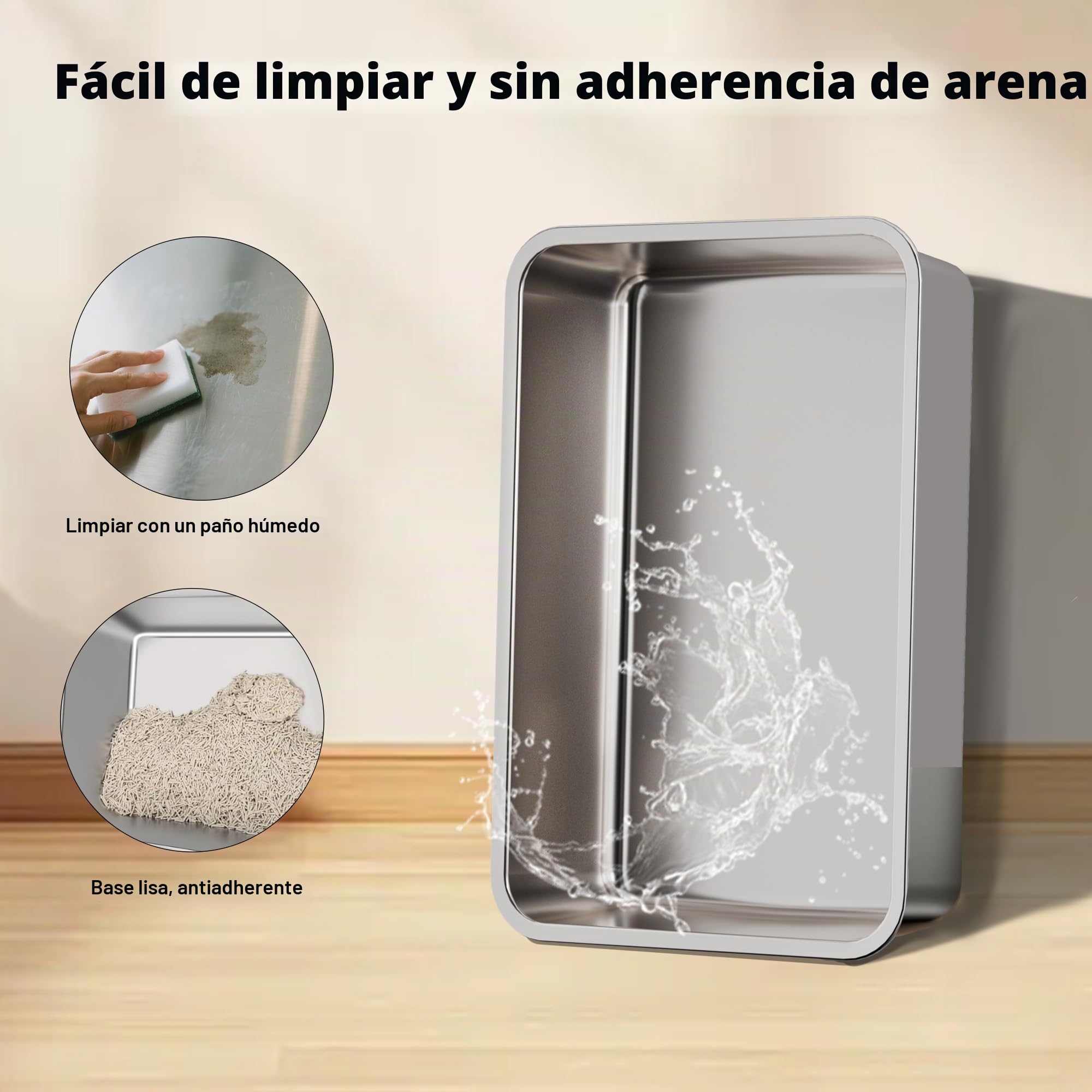 Gimars Caja de Arena XL de Acero Inoxidable, Bandeja Grande de 20L con Pala para Arena y Alfombrilla, Bandeja metálica Ideal para Gatos Grandes y medianos, fácil de Limpiar y Duradera