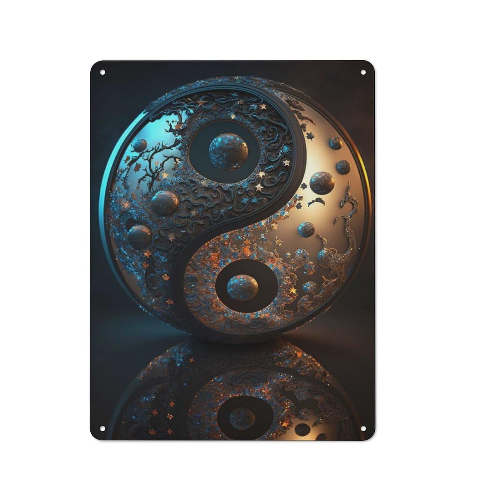 Yin And Yang Balance Retro-style Metal Wall Sign 40x30cm for Home Bar Wall, for Home Interiors, Feature Walls And Decorative Displays