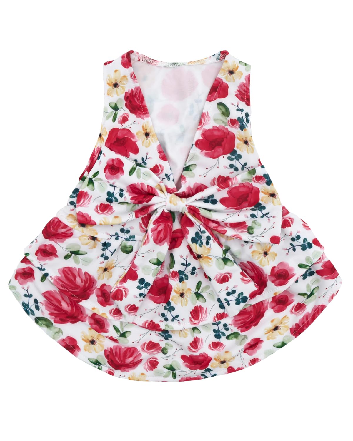 CuteBone UPF50+ Dog Dresses for Small Dogs, Summer Sleeveless Deep V-Back Pet Dress with Big Bow, Breathable Swimwear Fabric, Cooling Stretchy Puppy