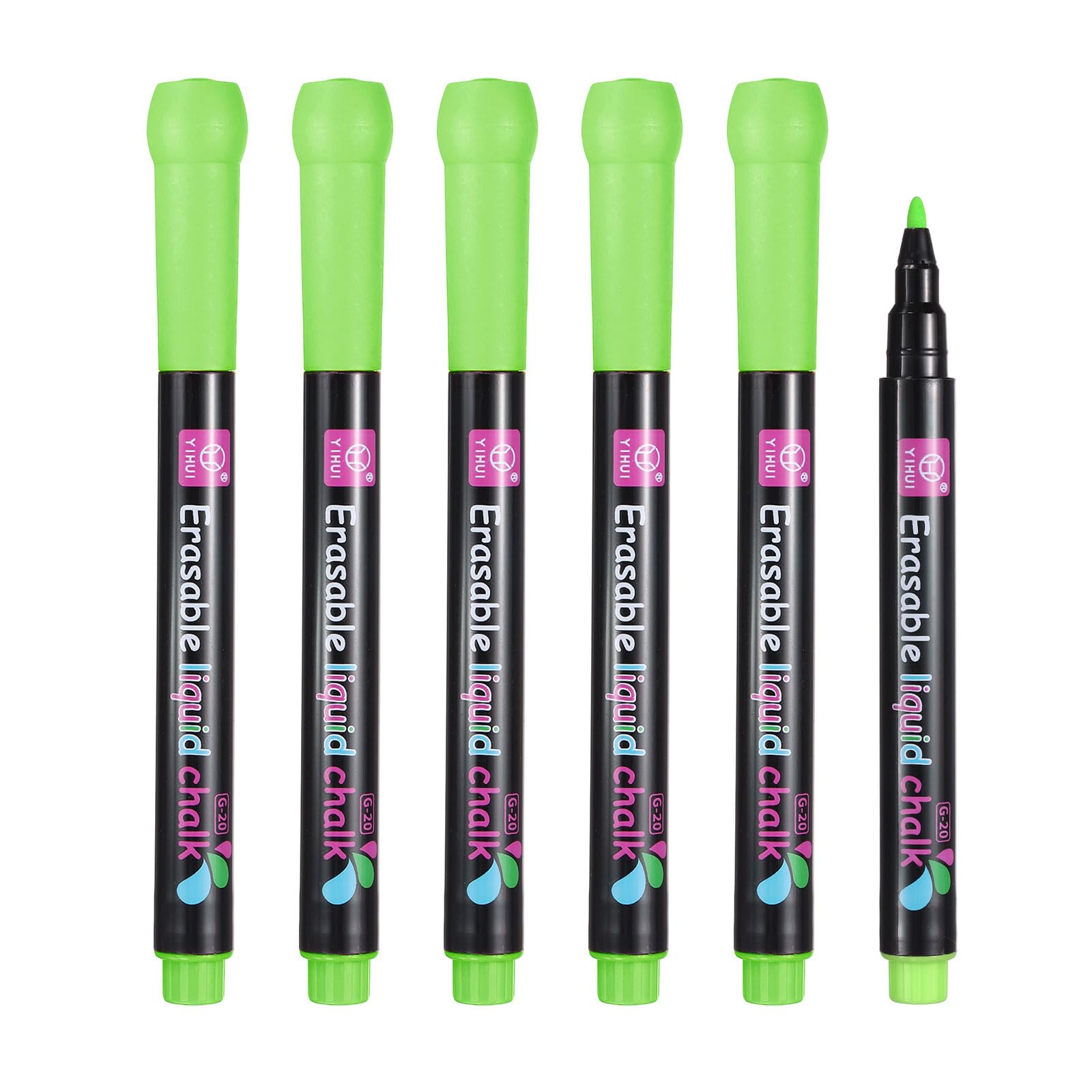 PATIKIL Liquid Chalk Markers, 6Pcs Whiteboard Markers Fine Tip Dry Wipe Pens Colorful Wet Erase Chalk for Whiteboard LED Note Board Blackboard Planning Glass, Green