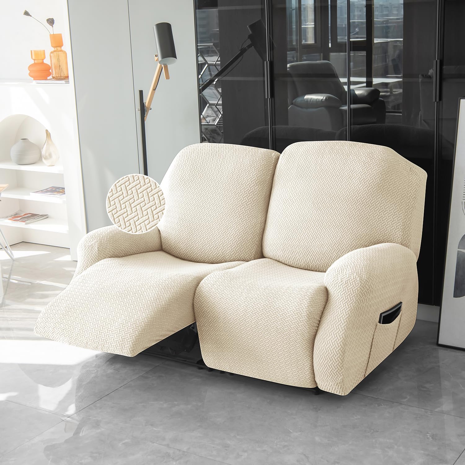 HOKIPO Recliner Cover - 3 Seater Grey -23