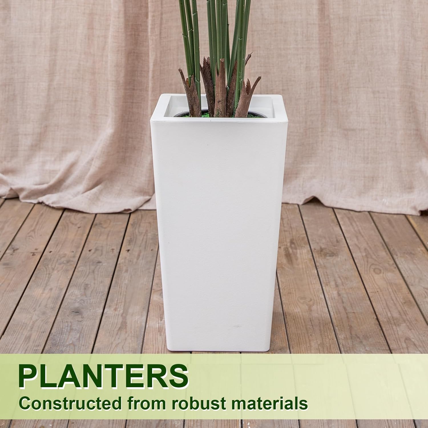 Palm Tree 5FT Artificial, 60in Tall Faux Palm Tree with 15.7 White Planter, Fake Potted Tree for Indoor & Outdoor Home Office Decor