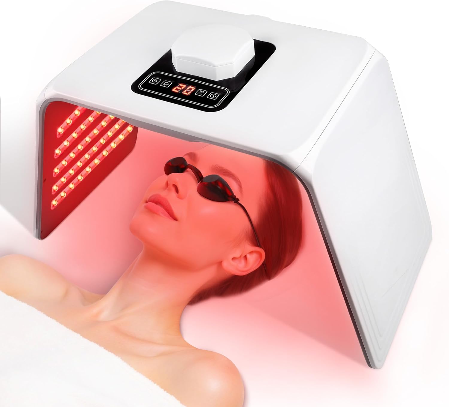 Facial Red Light Therapy Device, Foldable 7-Color LED Face Mask Light Therapy