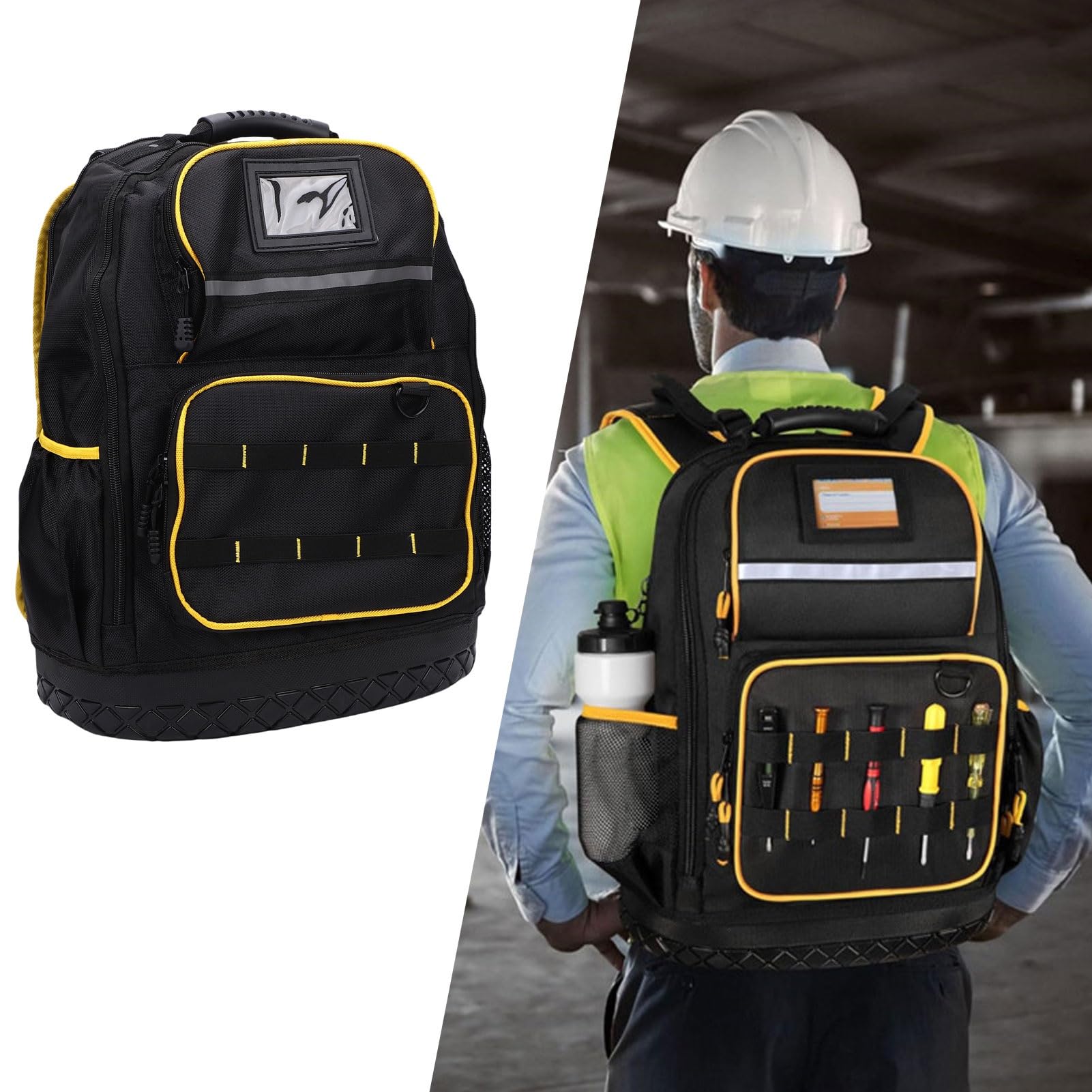 Tosuny Zaino Portautensili con Tasche Multiple, Custodia Imbottita per Laptop, Borsa Portautensili con Fondo Rigido in Tessuto Oxford Resistente con Custodia e Cavo USB