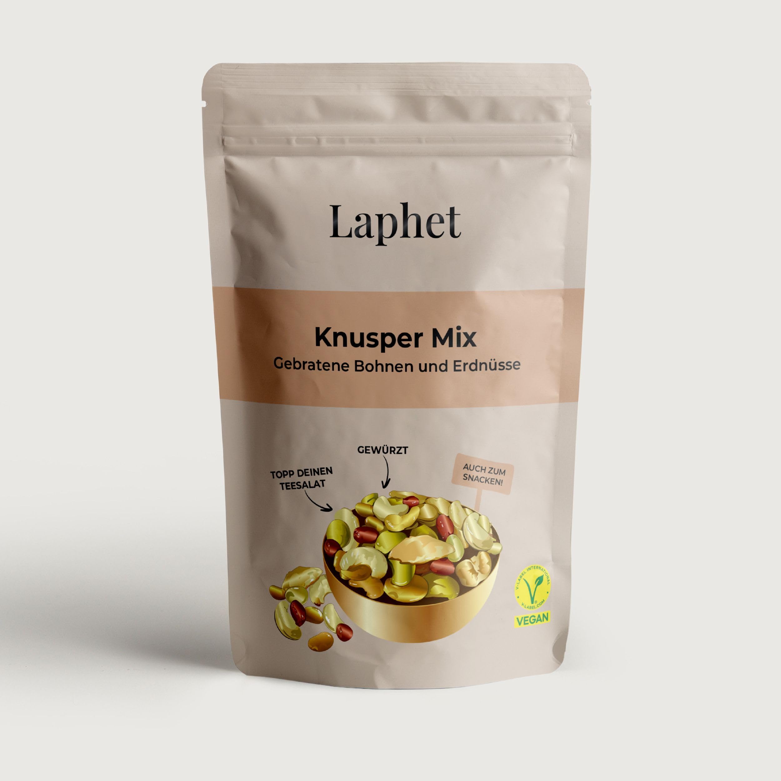 Laphet Knusper Mix – Topping | Haricots et cacahuètes épicés, riche en protéines, garniture de salade, collations, mélange de noix et de graines (150 g)