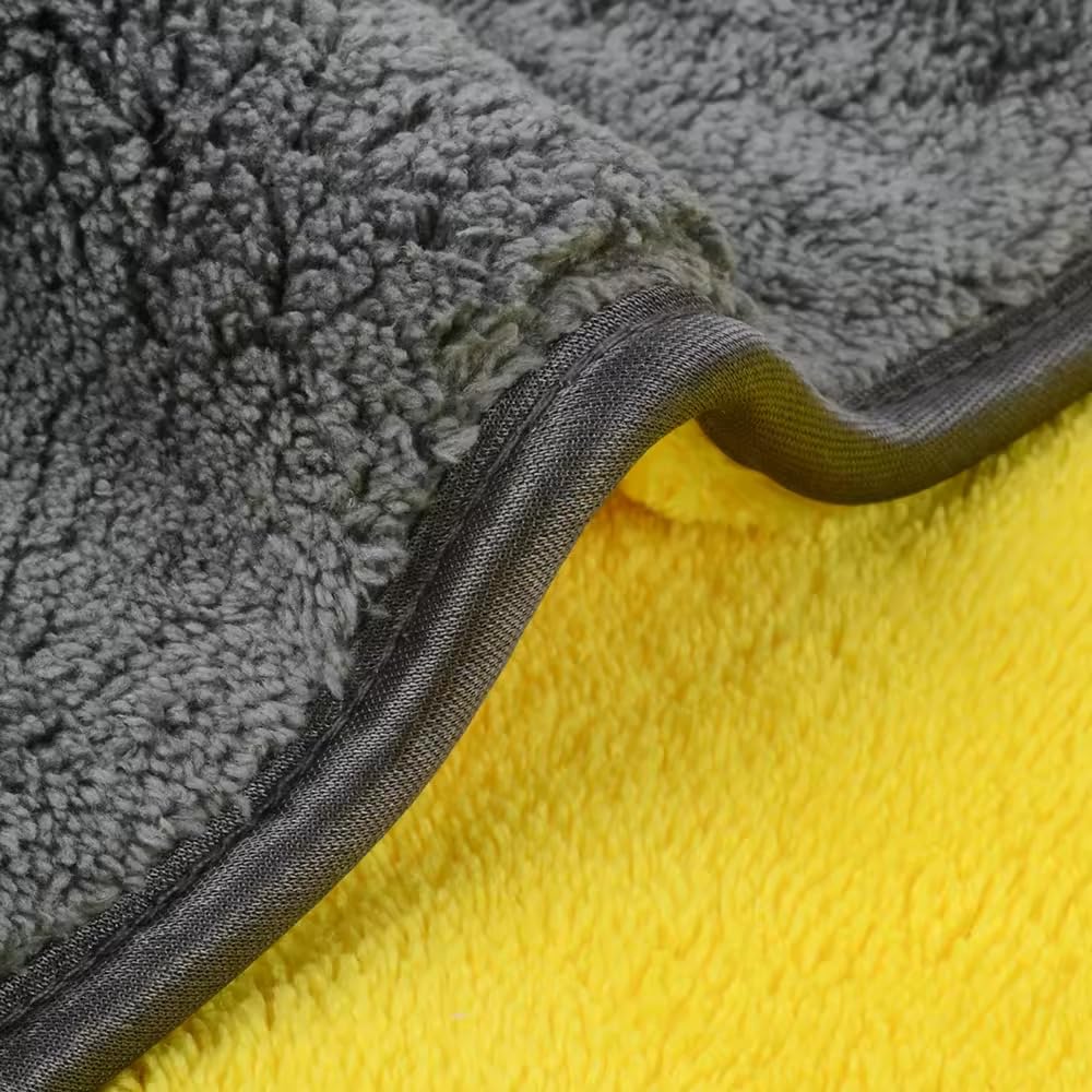 MAX MANUFACTURING Ultraplush Thick Auto Detailing Microfiber Towel 850GSM Polishing Waxing Cloth 6 Pack Yellow/Grey (16