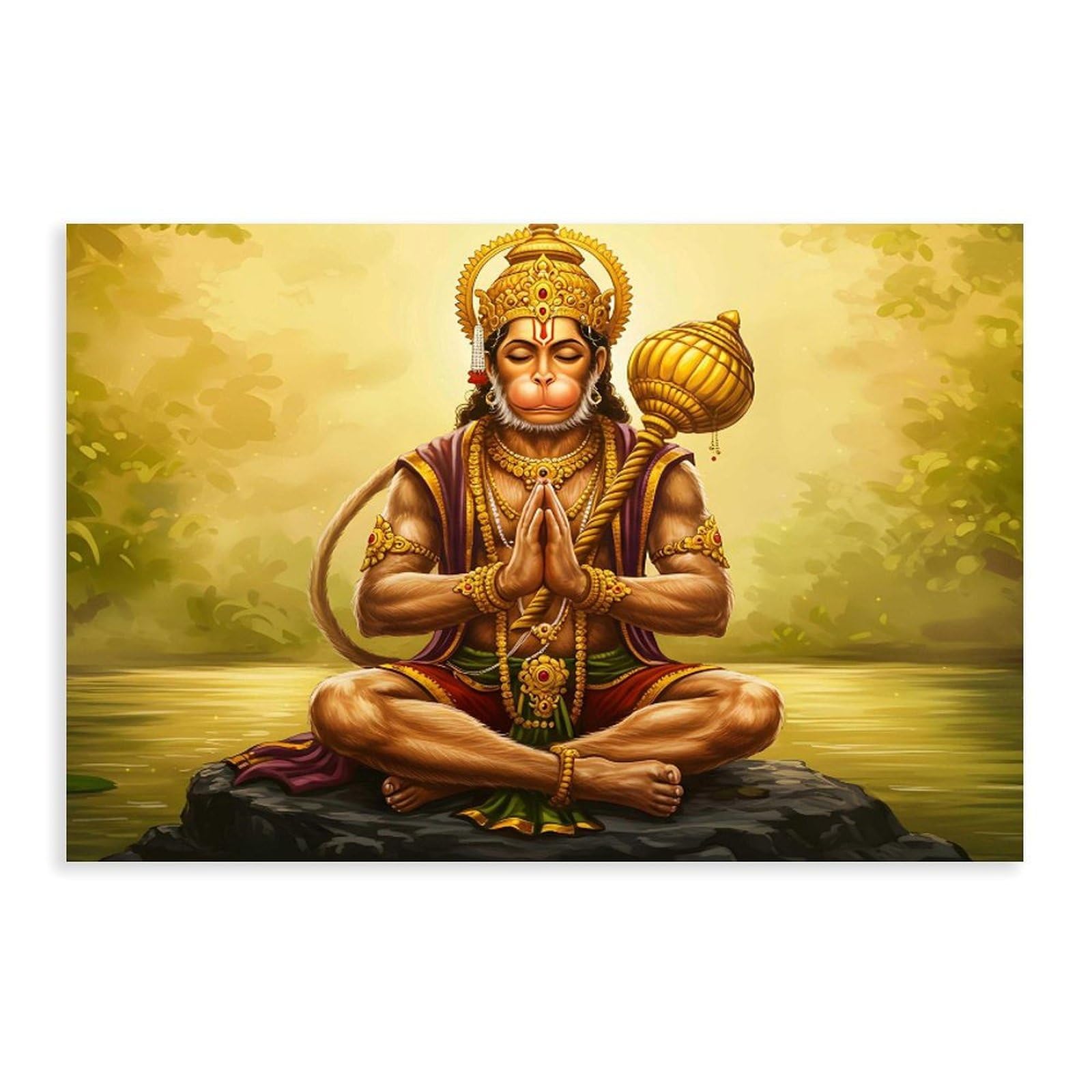 Oquajk Poster Of The Hindu Deity Hanuman Canvas Poster Wall Art Decor Print Picture Paintings For Living Room Bedroom Decoration 12X18inch(30X45cm)