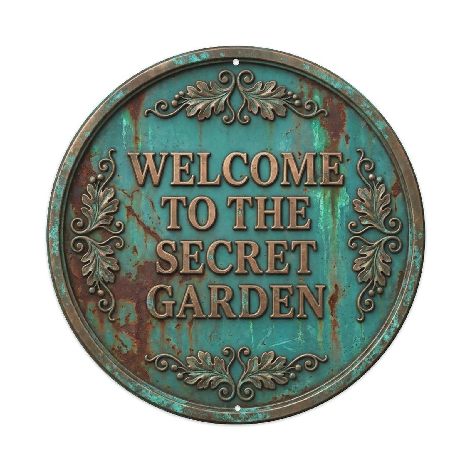 Vintage Welcome Secret Garden Leafy Alder Metal Tin Sign