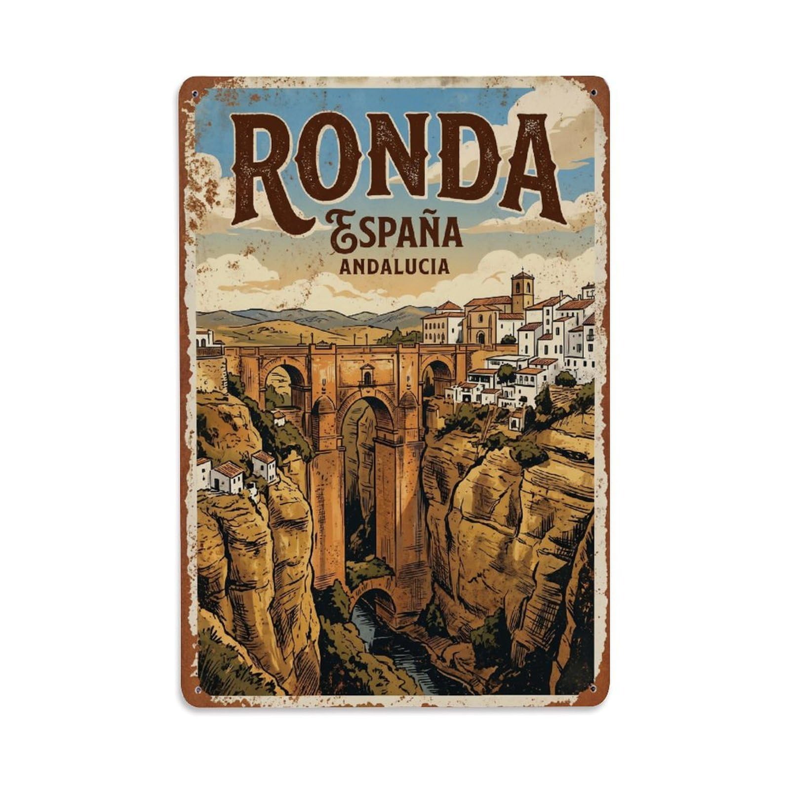 Vintage Travel Ronda Andalusia Spain Metal Tin Sign