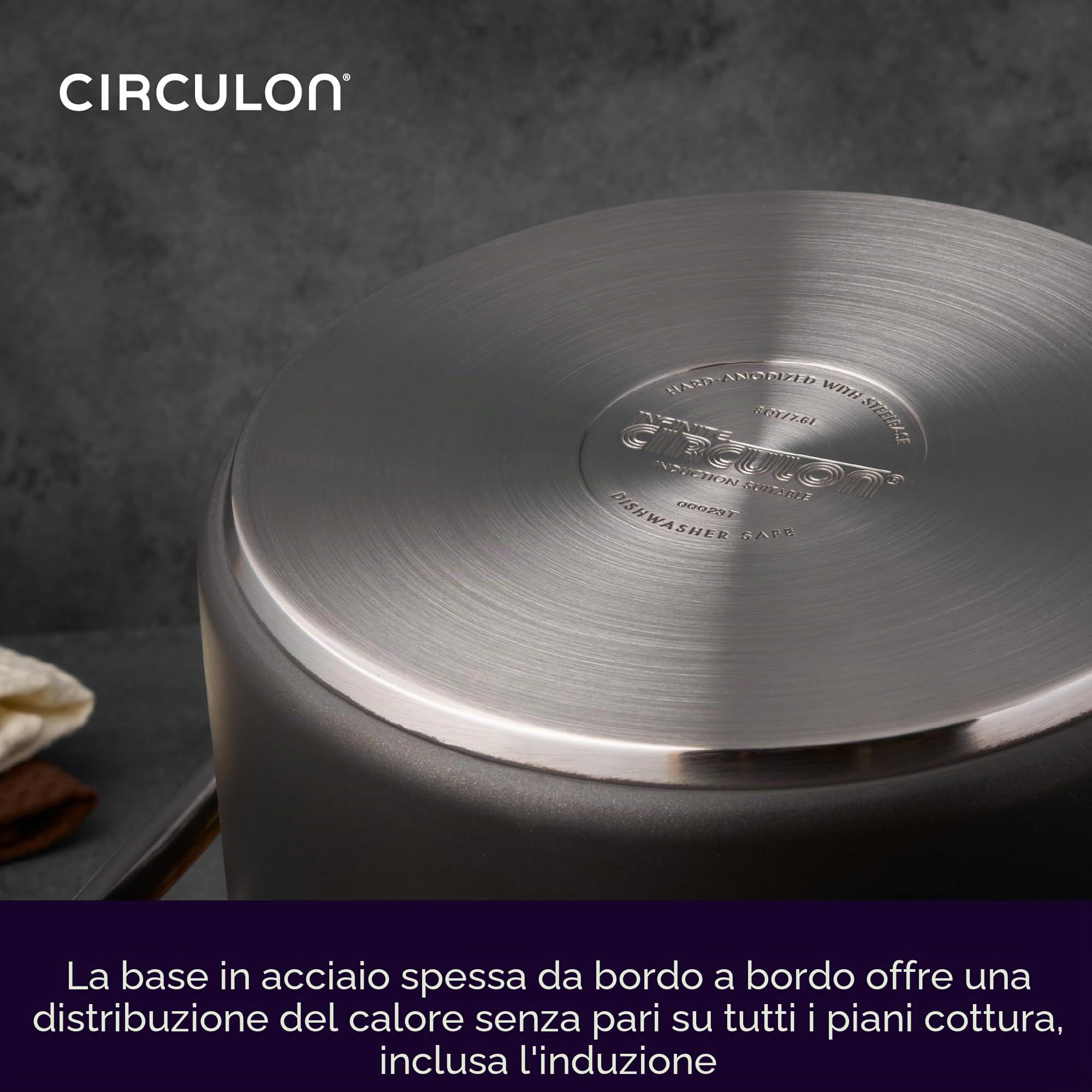 Circulon Infinite - Wok antiaderente a induzione con coperchio in acciaio inossidabile, 36 cm