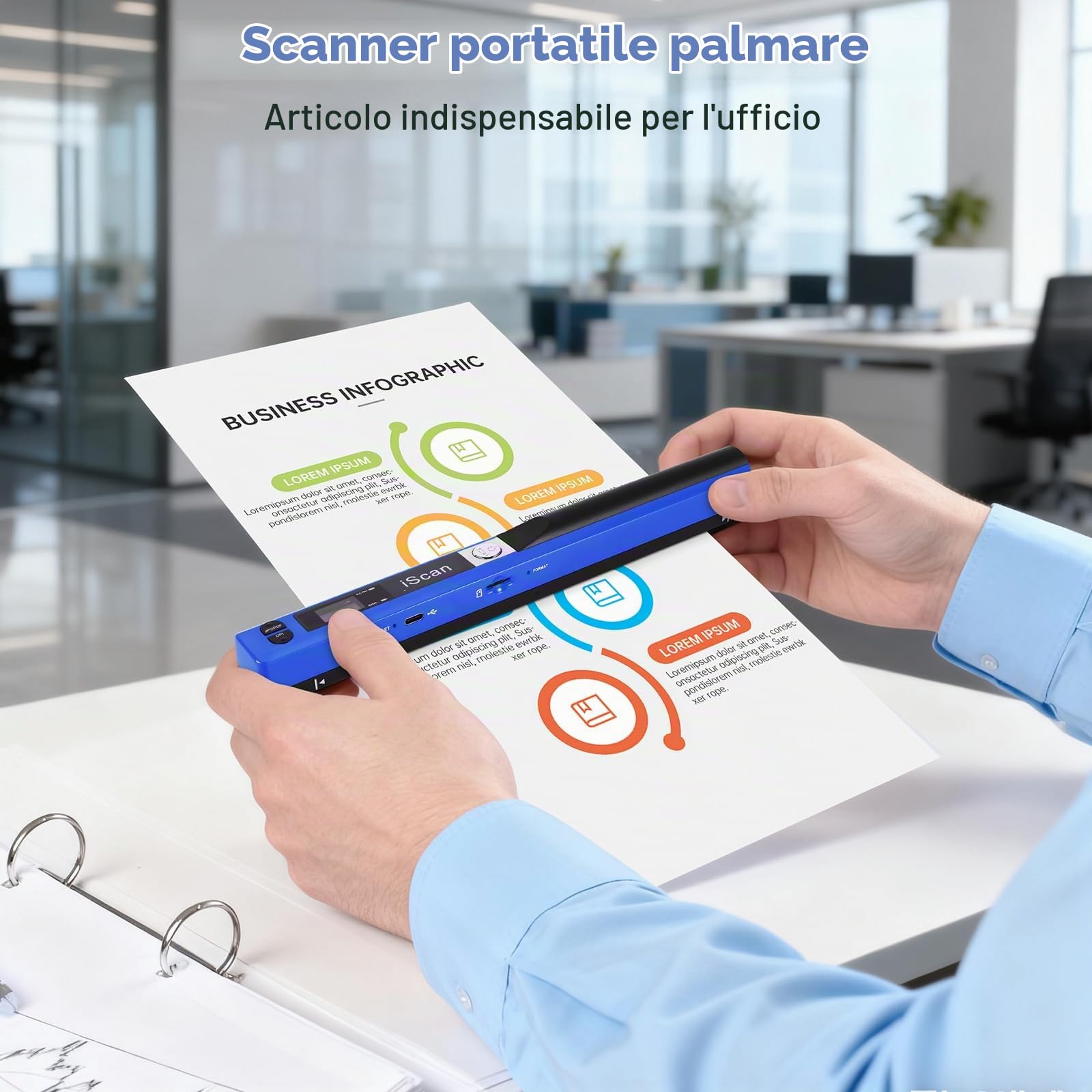 Scanner Per Documenti Portatile, 900 Dpi, Scanner di Immagini USB A4 a Colori, Scanner Portatile Per Foto, Scansione Pratica (Micro Bisogno di Schede SD/TF) (Blu)