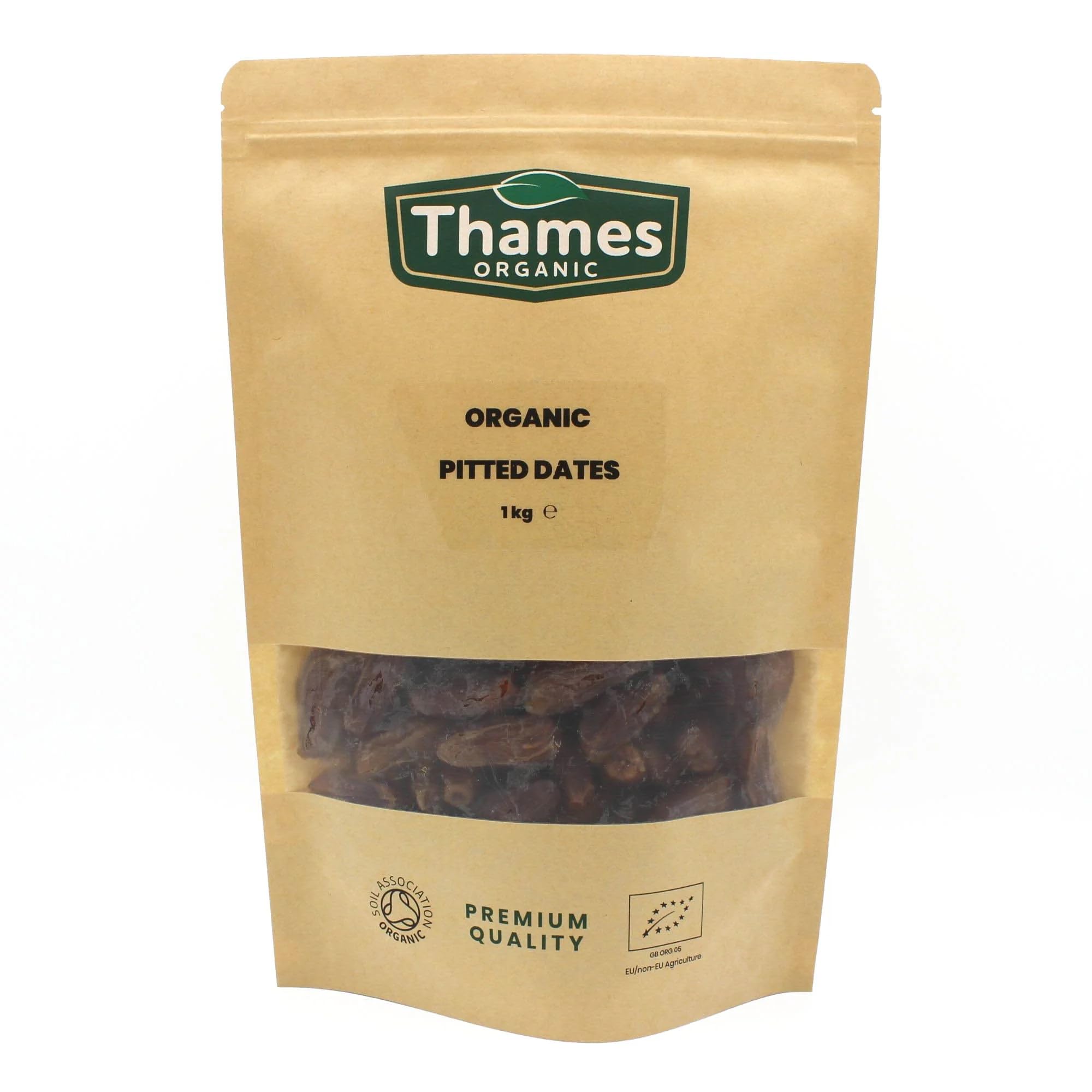 Organic Dried Pitted Dates - Raw, Vegan, GMO-Free - No Additives or Preservatives, High Fibre, Certified Organic - Nutritious, Delicious, and Convenient - Thames Organic 1 kg