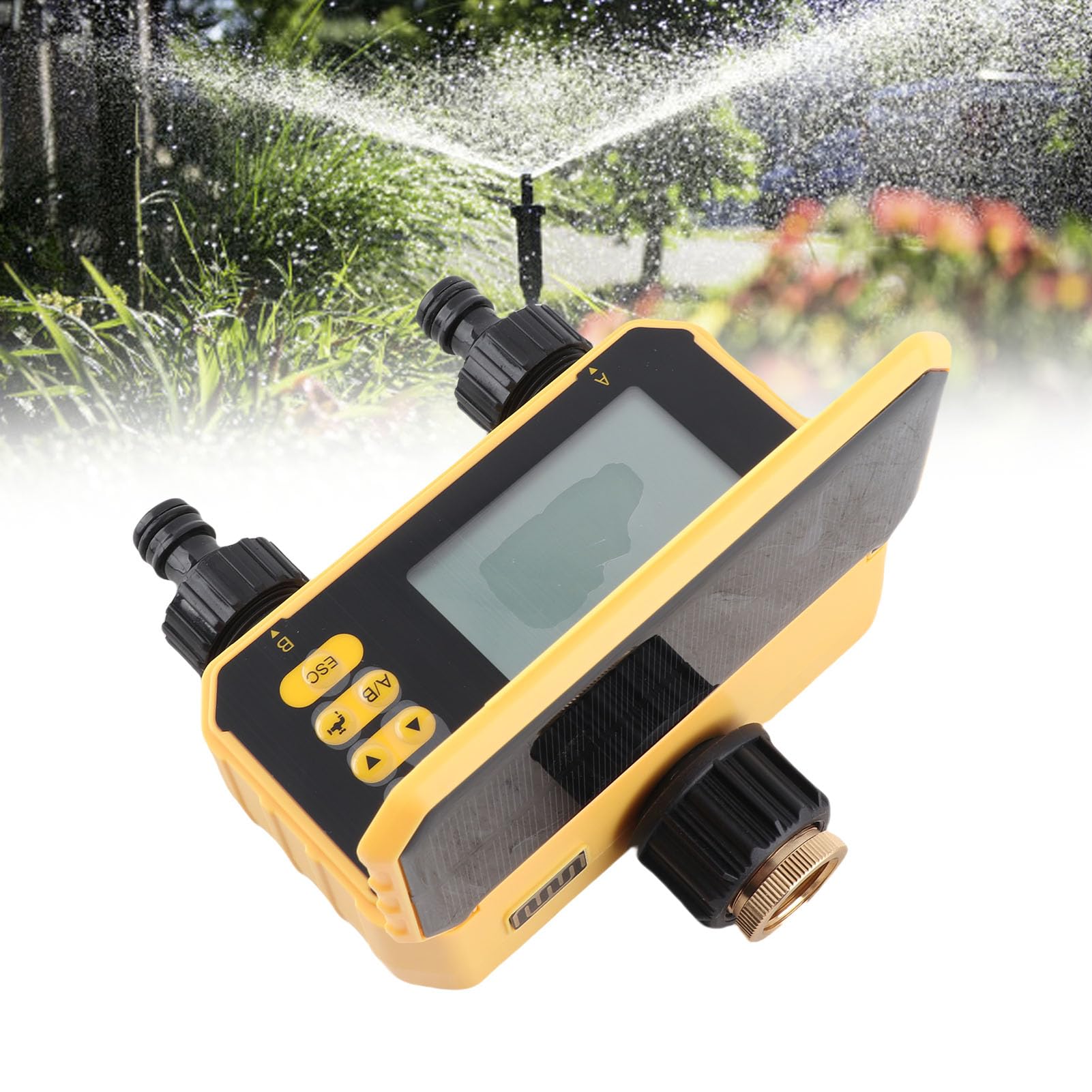 Domary Temporizador de Aspersor Solar, de Riego Automático Eficiente para Jardín, Cuidado Plantas, ABS, Adecuado para Patio, Balcón, Pared Verde del Hogar, Temporizador Agua