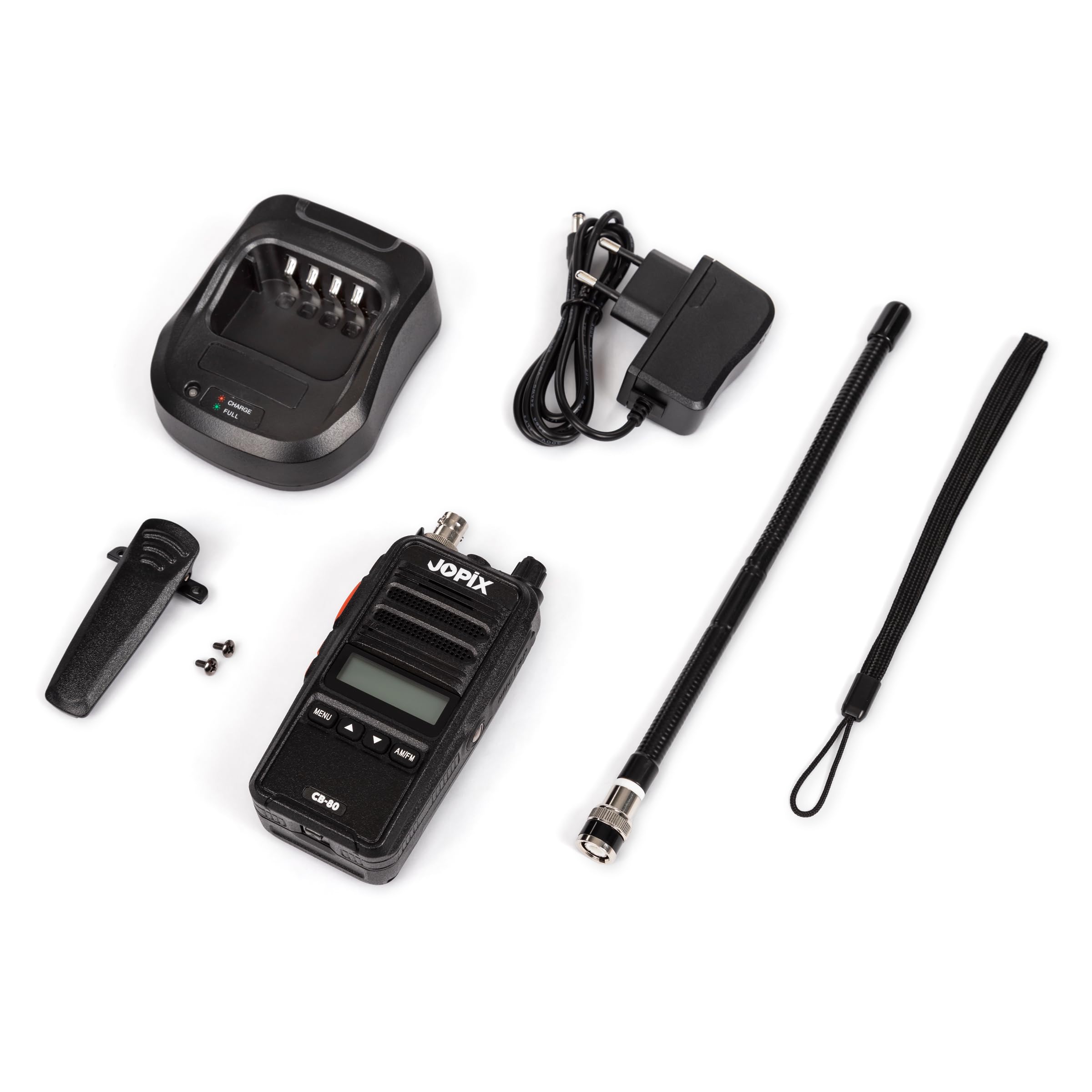 Jopix CB-80 Multi-Norm CB-Funk Handgerät - Tragbare 27 MHz CB-Funkgeräte AM/FM 4W Walkie-Talkie mit 2600mAh Li-Ion Akku