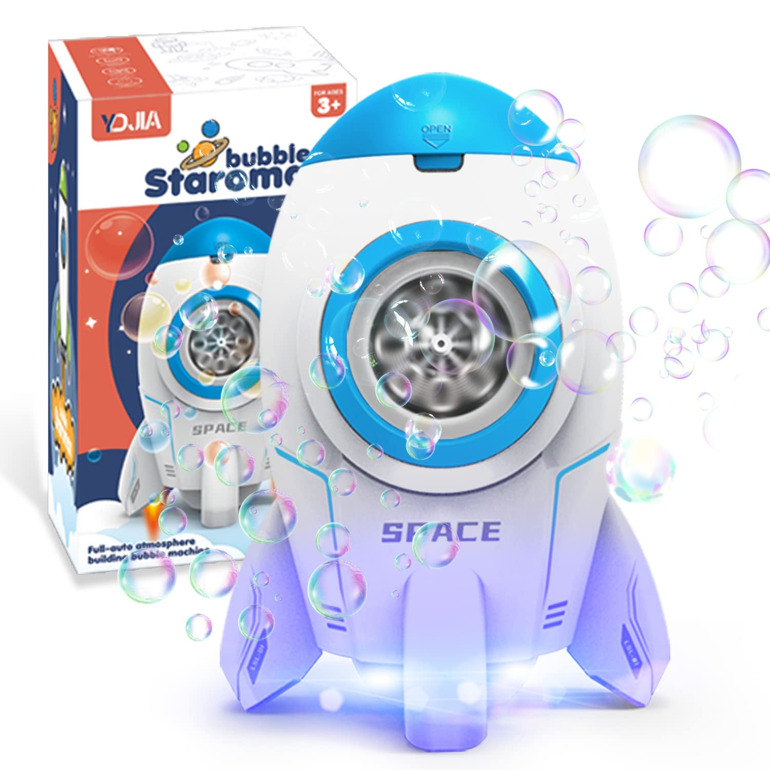 Space Rocket Bubble Machine for Kids - 5000+ Bubbles/Min Portable & Automatic Bubble Makers Toy Leak-Proof & Anti-Drop - Convenient Hung Strap Ideal for Outdoor Play Parties and Weddings Fun