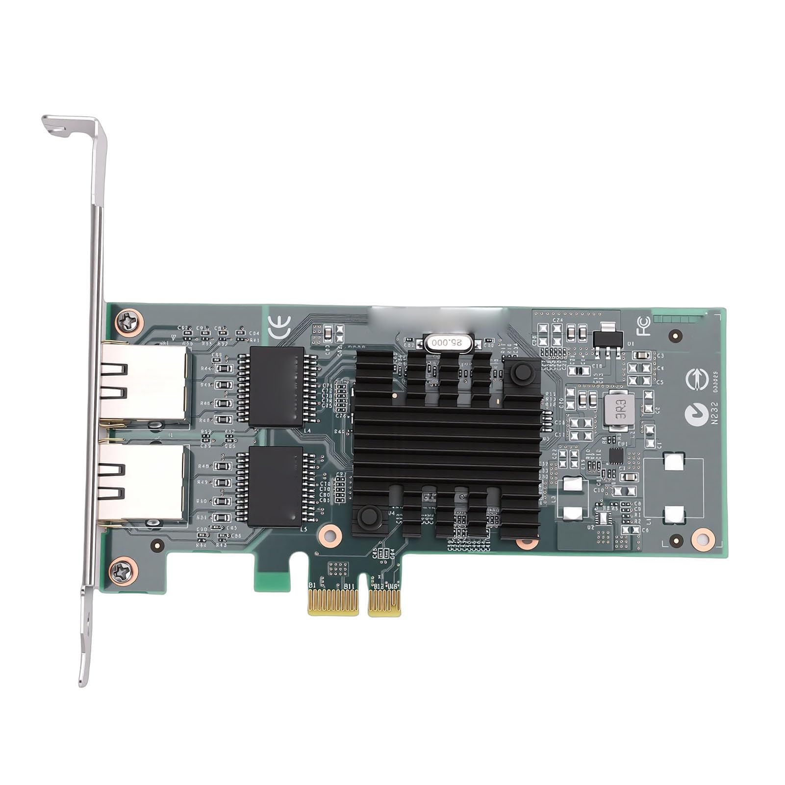 Cryfokt Scheda Di Rete Pcie Da 1 Gb, Adattatore Gigabit Ethernet Pci Express 2.0 X1 Con Doppia Porta Rj45 E Supporto Controller, Adattatore Di Rete Ethernet