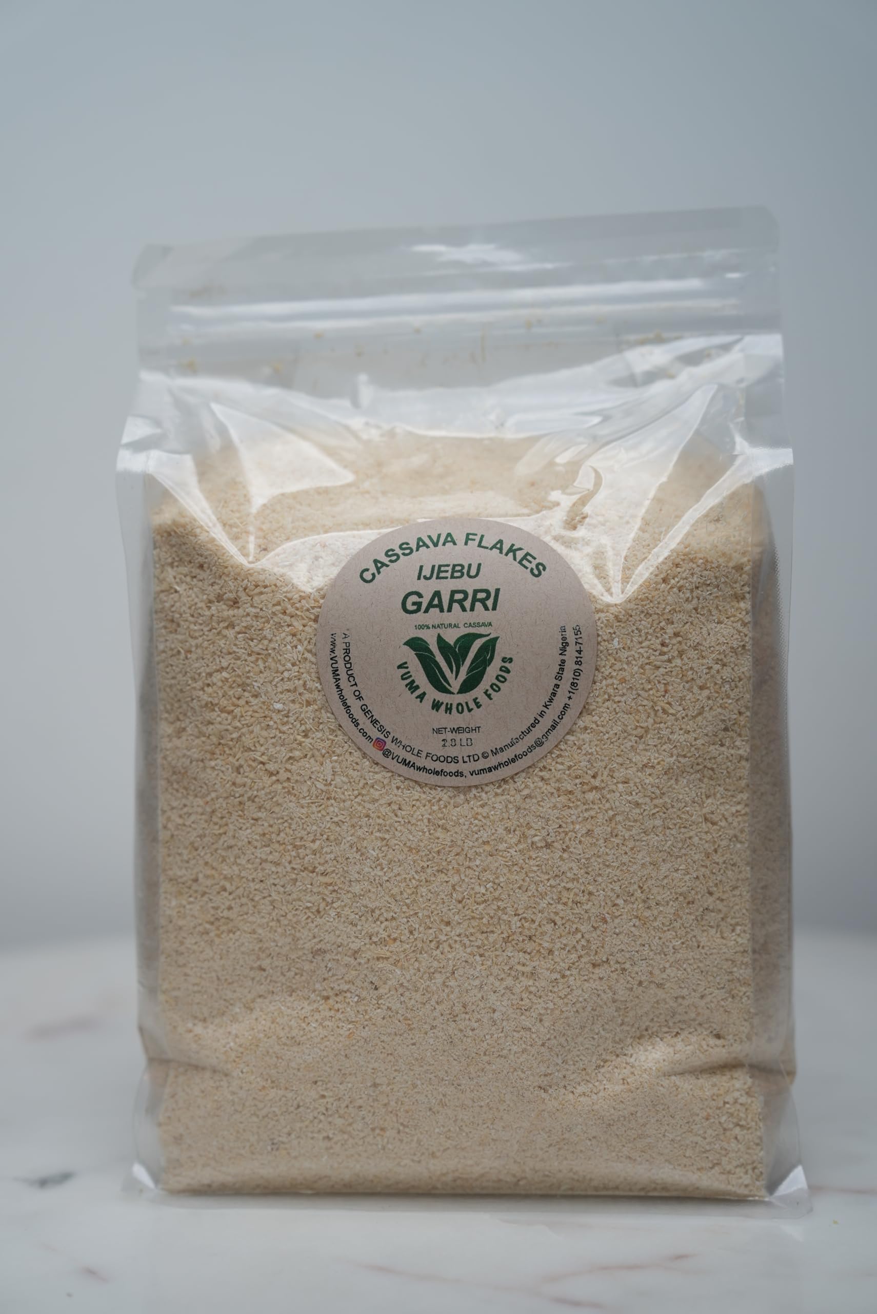 VUMA Premium Ijebu Garri - Authentic Nigerian Cassava Flour - Fermented & Roasted - Gluten-Free & Non-GMO - 2.8 lbs Pack Garri for Fufu - Cassava Flour Garri for Eba - Nigerian Cuisine - West African Cuisine