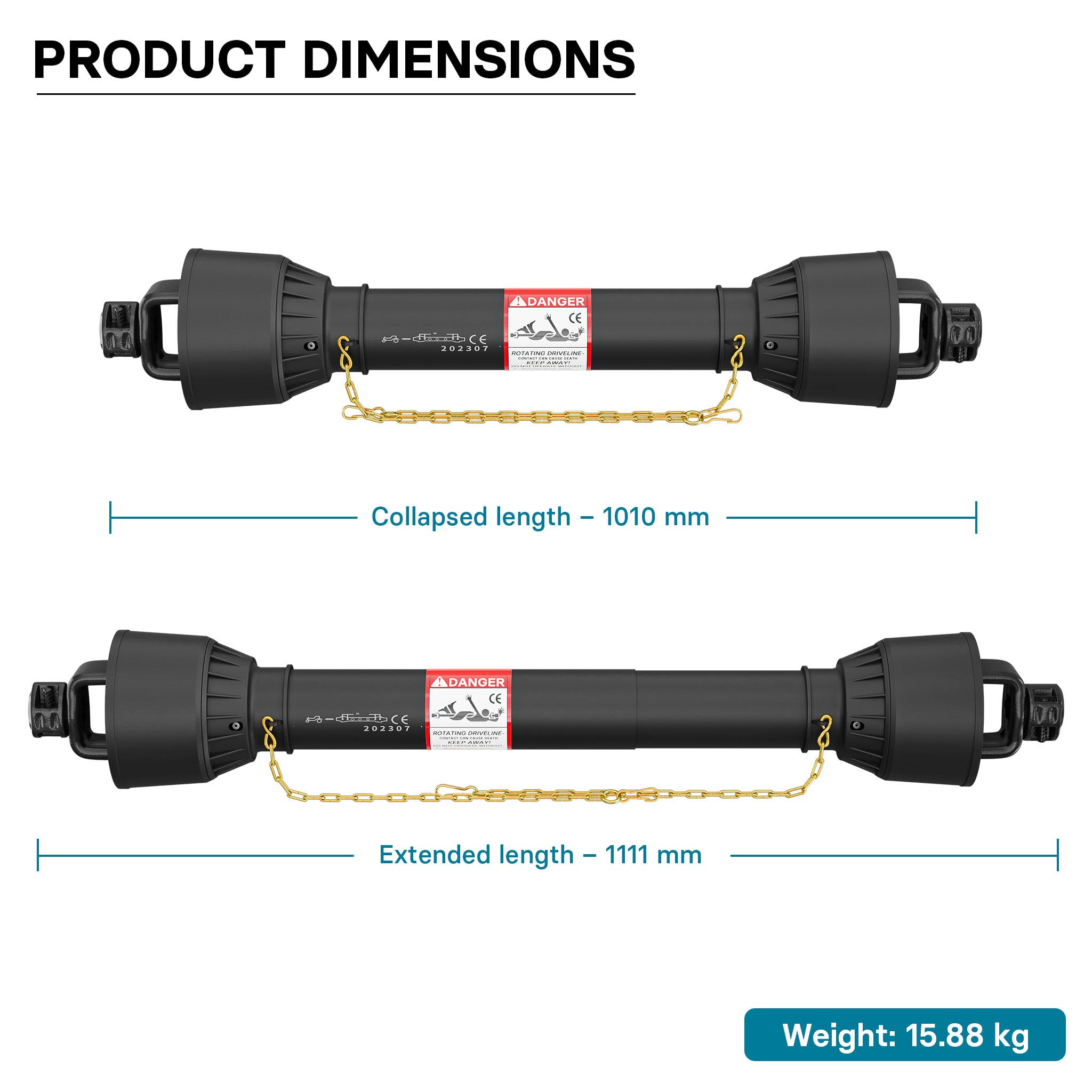 WilTec Toma de Fuerza T6 Eje transmisión cardán 1010-1111mm 830Nm 540rpm PTO 74KW (100CV) 2X 1 3/8" 6D — view 7