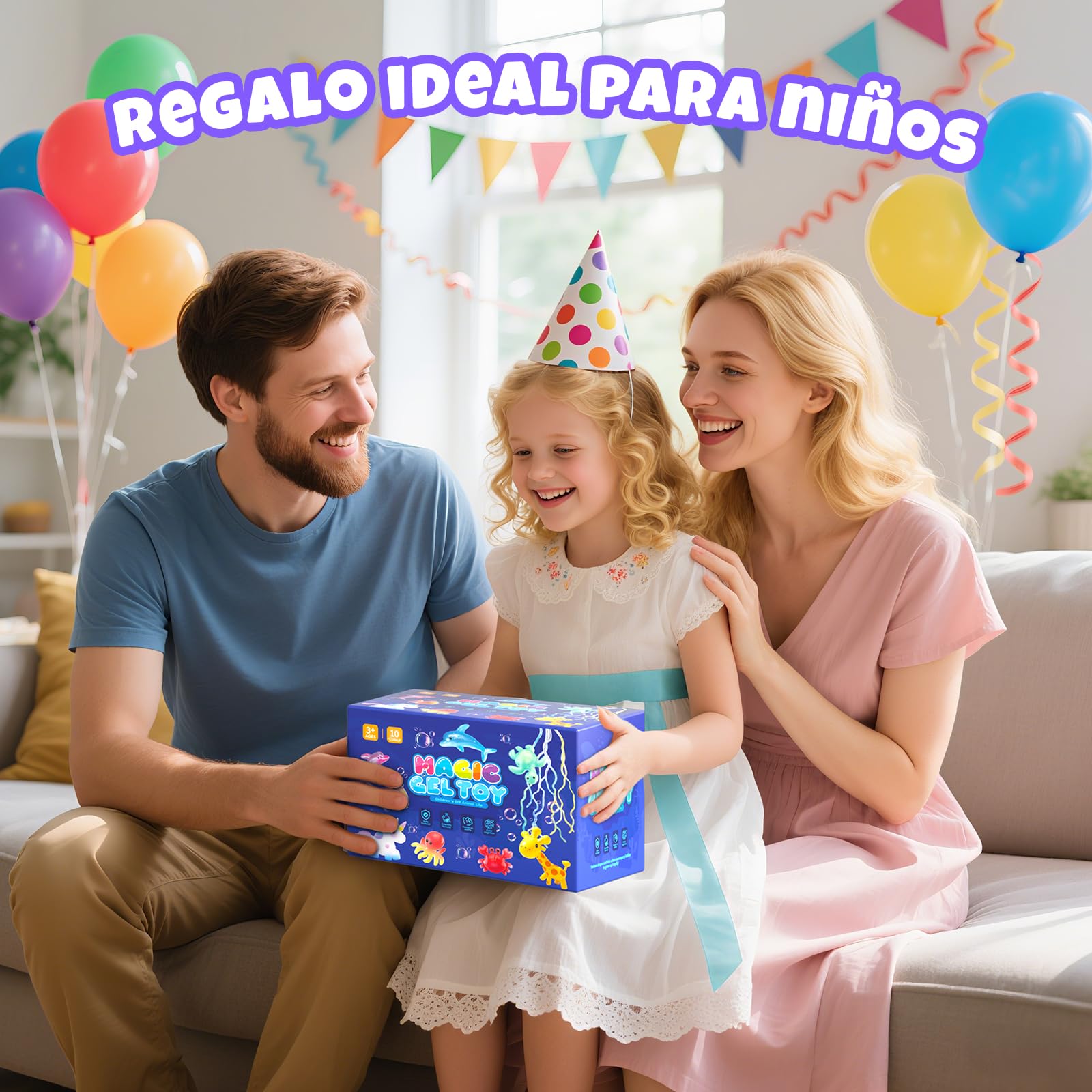 Hot Bee Kit de Gel de Agua Mágico para Niños - 10 Botellas, 8 Doble Moldes, Juguetes Niñas Magic Water Aqua Fairy Manualidades Aqua Gelz Regalo Ideal para de 4 a 10 Años Juegos Agua