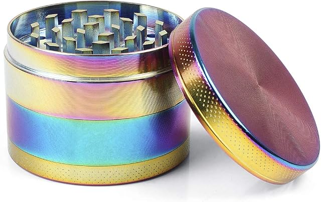 XYGK Grinder - 4 Pieces Zinc Alloy Pollen Rainbow Grinders Spice Grinder Colorful Herb Grinder with Magnetic Top (2inch-Diameter)