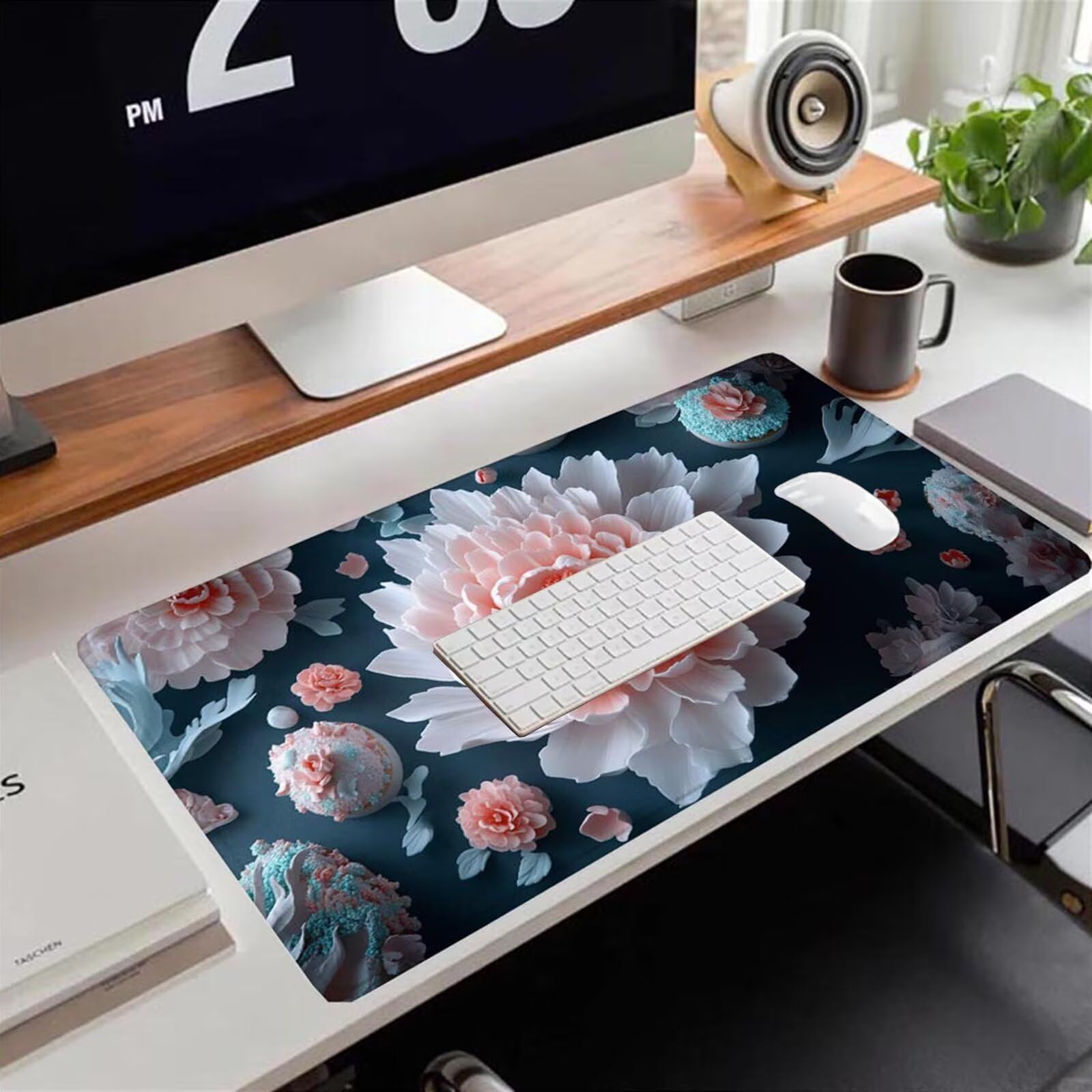 Gamingowa podkładka pod mysz 1200 x 600 x 3 mm, XXL, wodoszczelna, odporna na ścieranie, z przyszytymi krawędziami, niebieska, podkładka na biurko, poprawia prędkość i precyzję pod laptopa, komputer