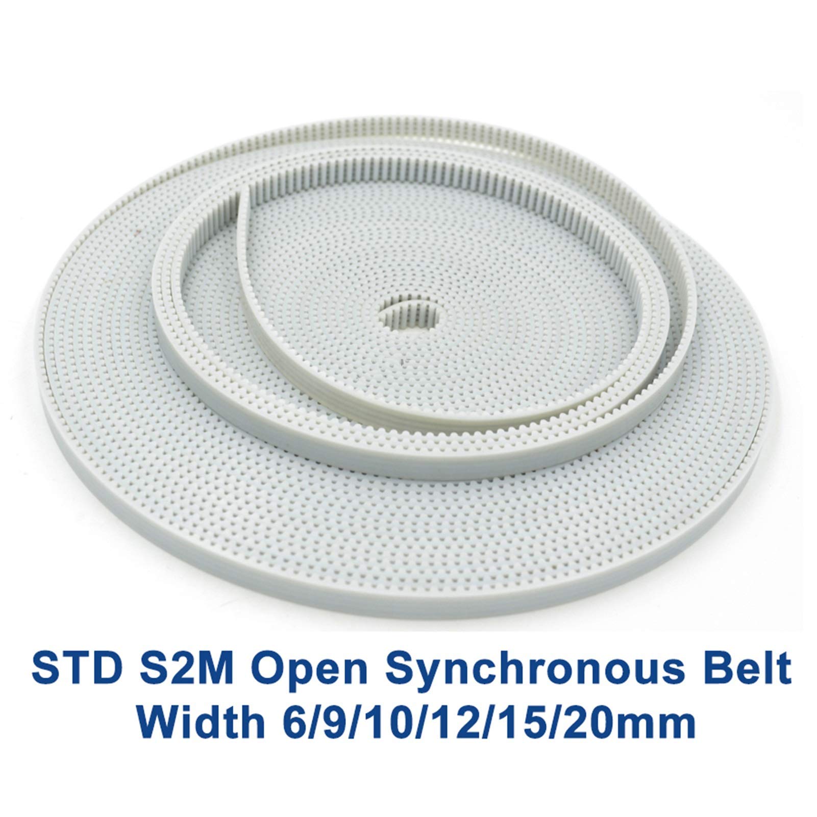 Leloo Lcuihong-Pasek rozrządu STD S2M otwarty pasek synchroniczny S2M-6, szerokość 6/9/10/12/15/20 mm, stal poliuretanowa PU STD2M, mały luz rozrządu, do drukarki 3D trwałe materiały
