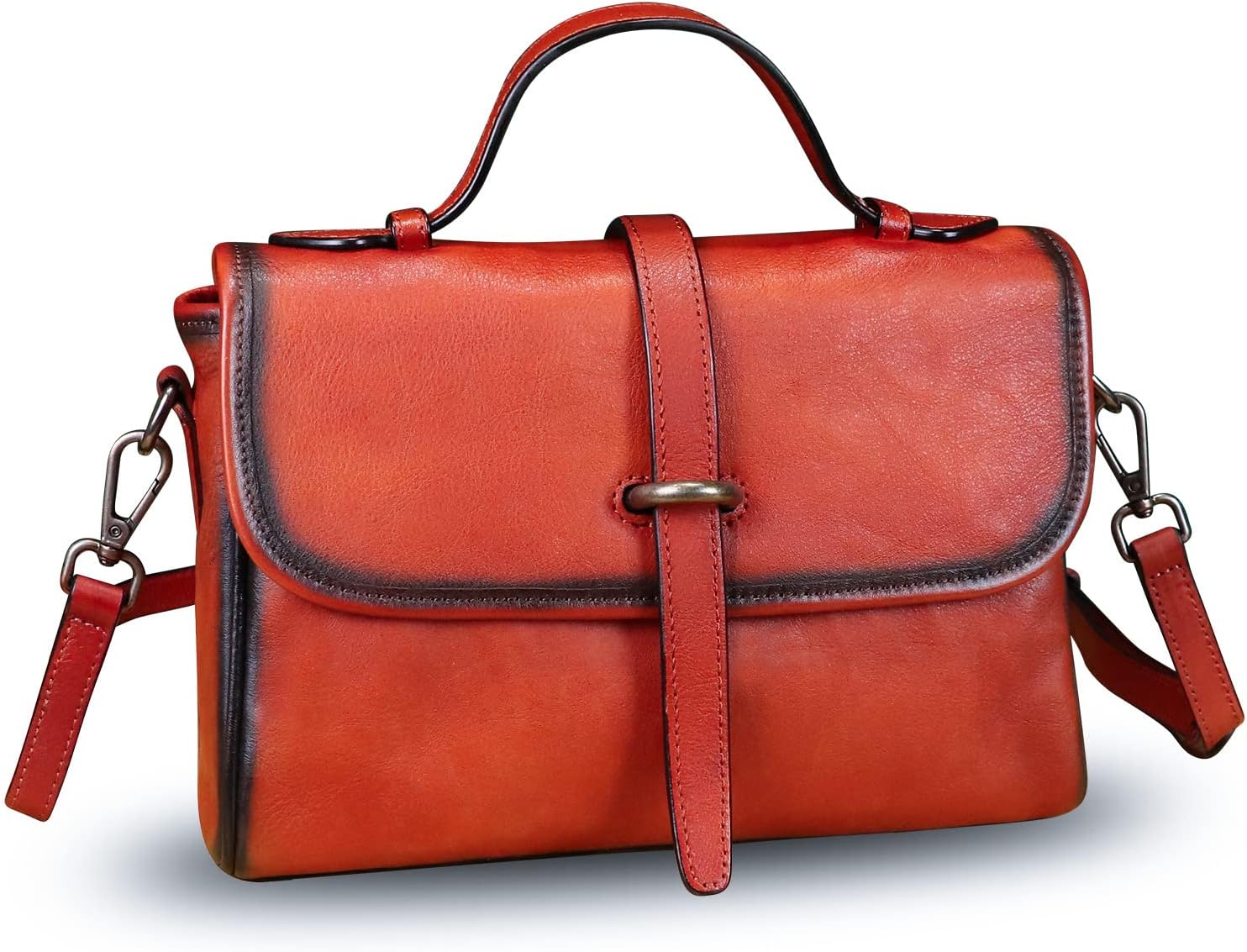 Genuine Leather Purse and Handbag for Women Vintage Handmade Leather Top Handle Purses Satchel Shoulder Bags with Strap - Image 2