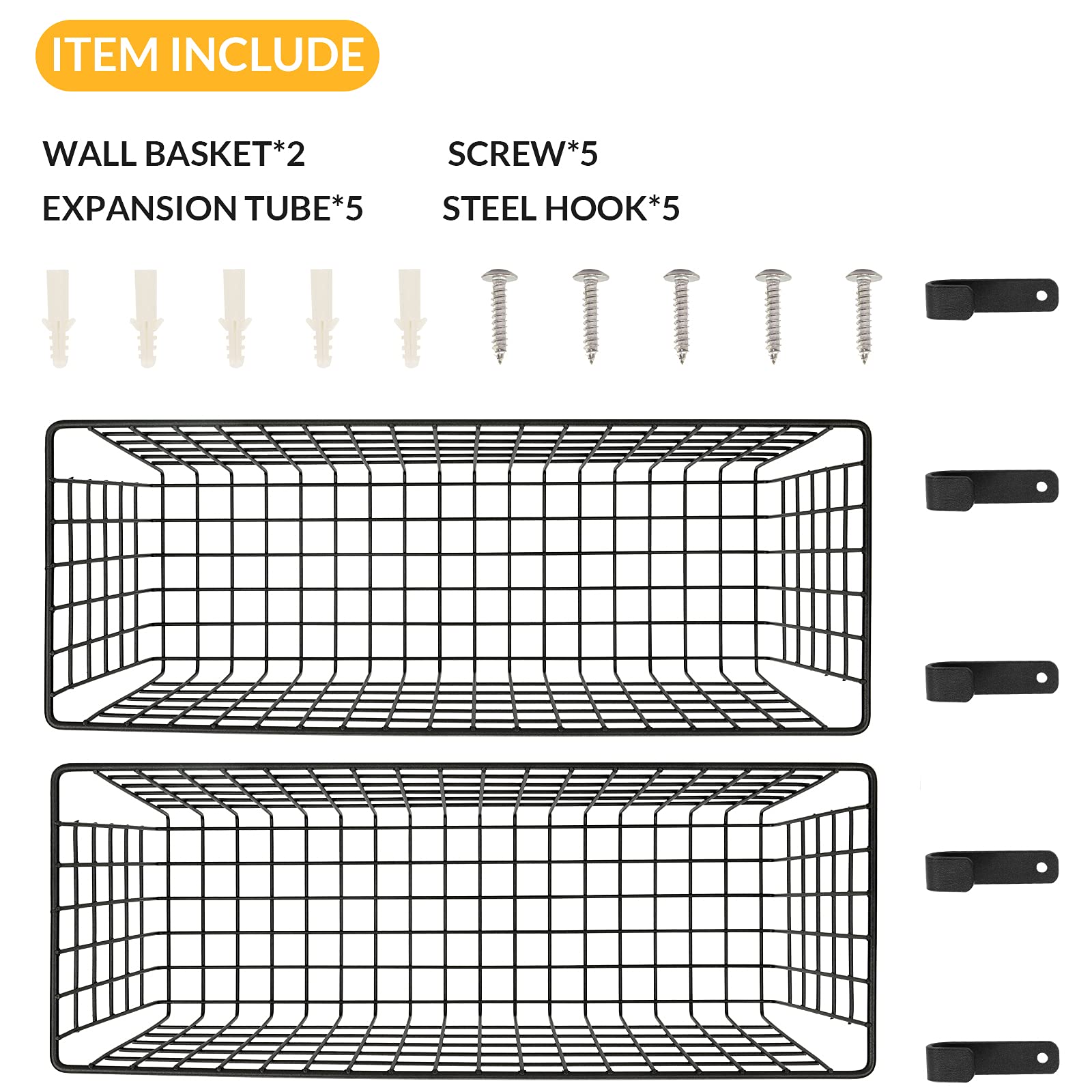 KINLINK Extra Large Wire Baskets, Wire Storage Baskets