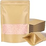 Blisstime Stand Up Pouches, 50 Pack Kraft Paper Bags with Matte Window and Tear Notch Resealable Bags for Small Business Home Use (6.5 x 8.7 Inches)