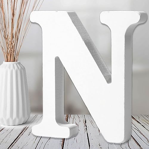 AOCEAN Letras de madera blanca de 6 pulgadas, letras de madera sin terminar para decoración de pared, letras decorativas de pie en rodajas,