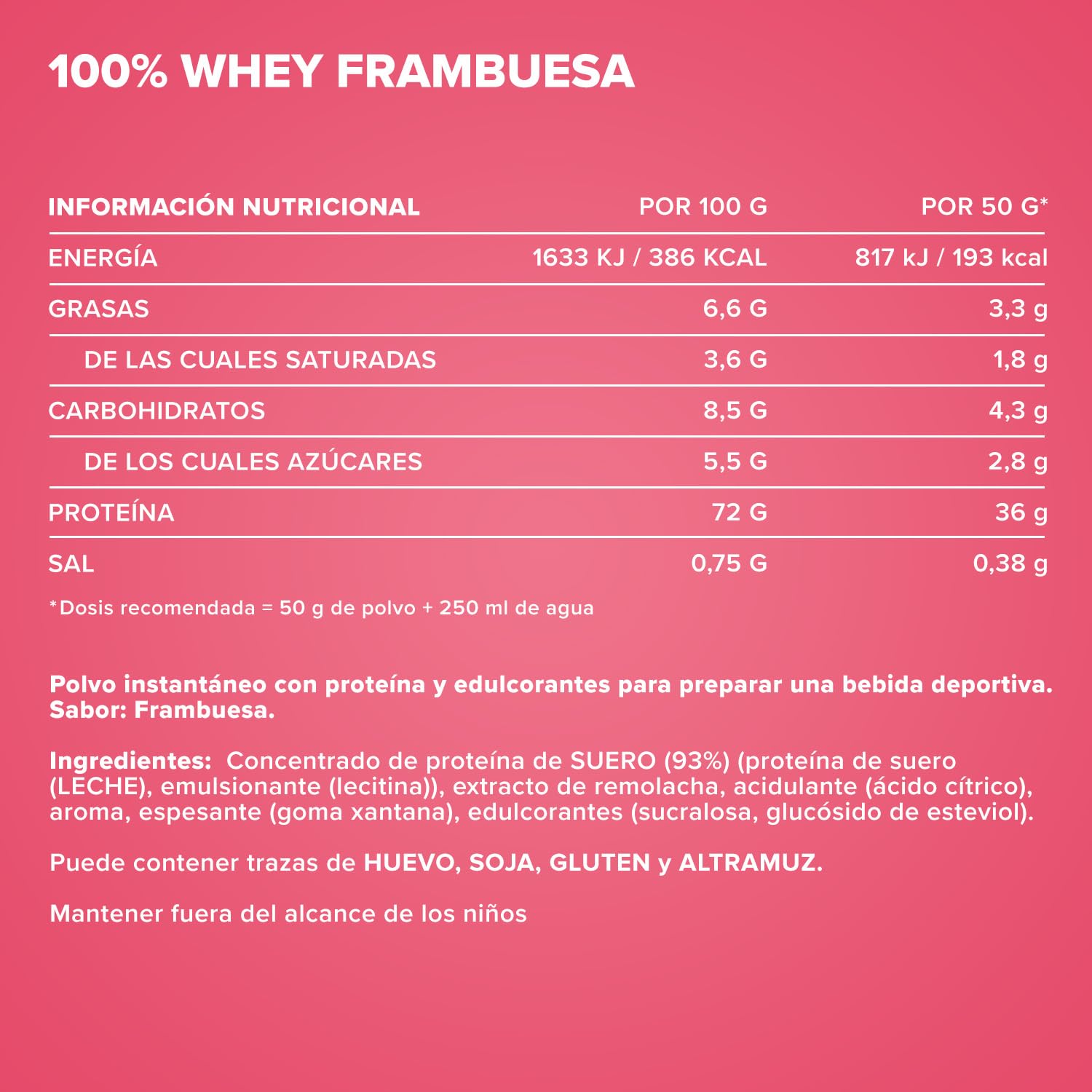 IronMaxx Proteina de Suero 100% Whey en Polvo 2350 g Sabor Frambuesa - Batido Proteico Cremoso con BCAA y EAA - Alto en Proteinas, Bajo en Azucar y Carbohidratos - Para Entrenamiento y Fitness