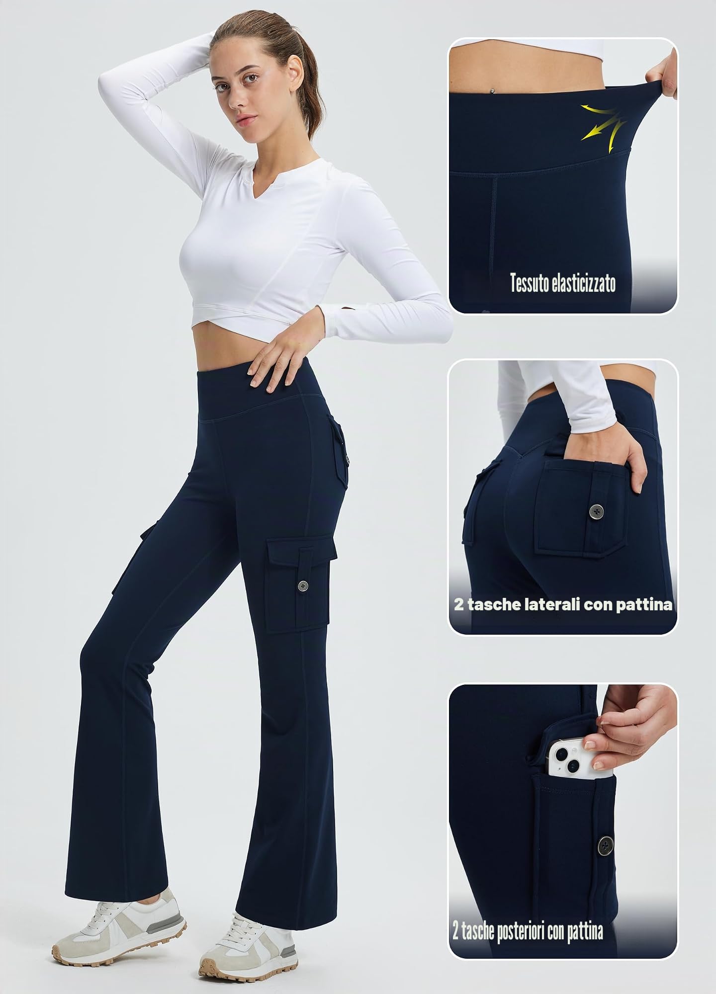 Libin Leggins Termici da Donna Impermeabile Vita Alta Pantaloni Invernali in Pile Yoga Sportivi Felpati Trekking Felpati Leggings con Tasche
