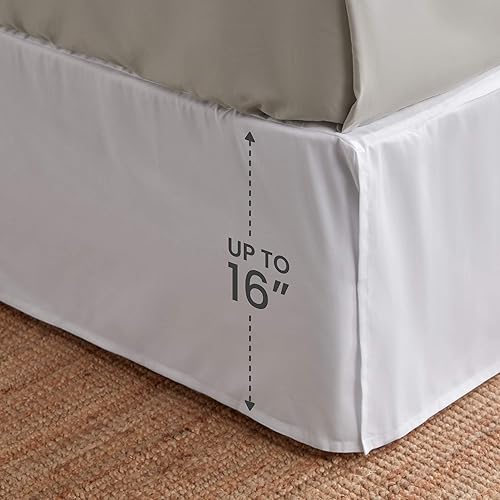 Miniatura 7 de SLEEP ZONE Faldas de cama plisadas envolventes tamaño Queen, falda de cama a medida de 15 pulgadas, de fácil ajuste, antiestática, sin arrugas y