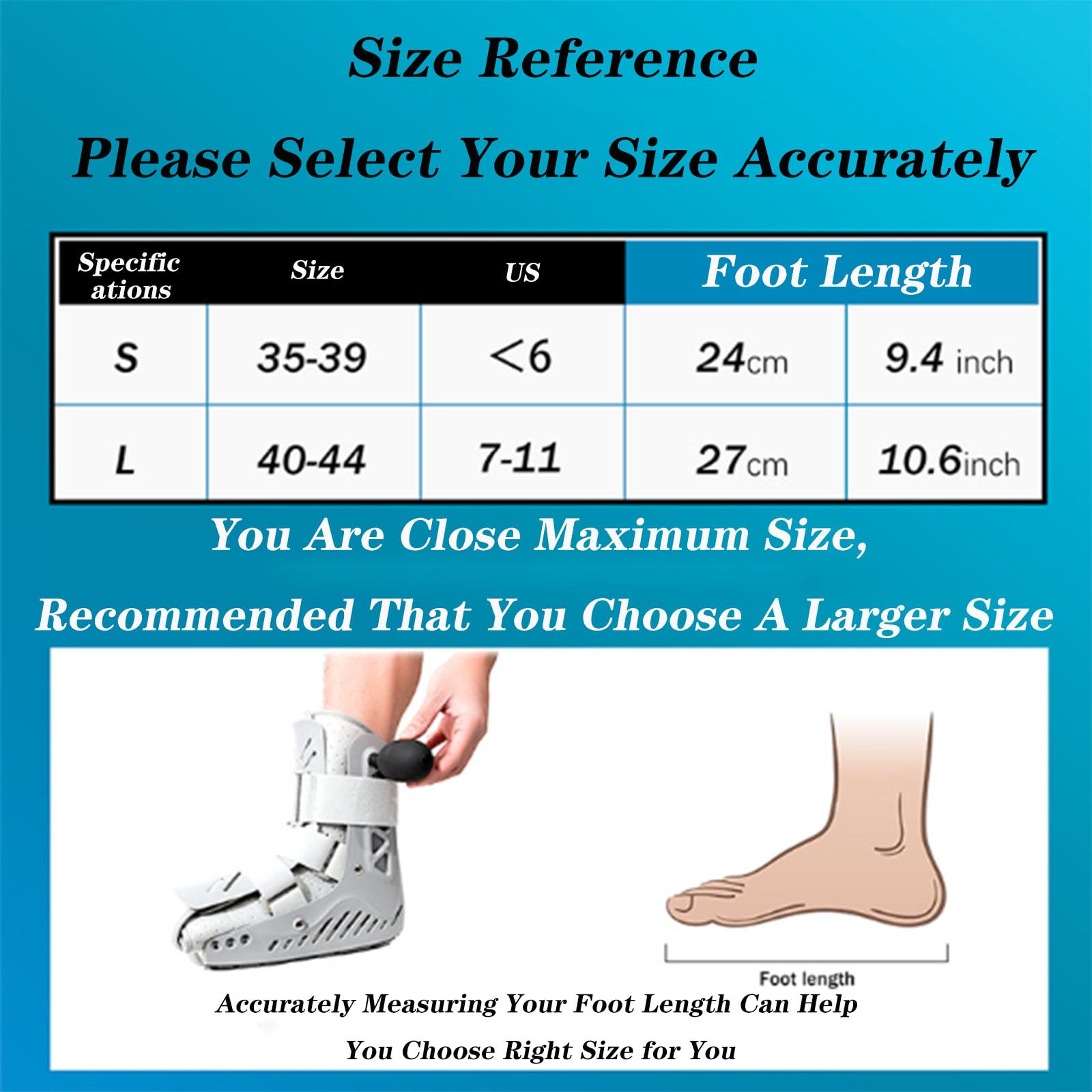 SFKLYU Inmovilizador Ortopédico para Dormir, Bota Inflable para Caminar, Férula Nocturna para Fascitis Plantar, Ideal para Lesiones de Esguince de Tobillo O Pie y Bota para Fracturas,B Left,L