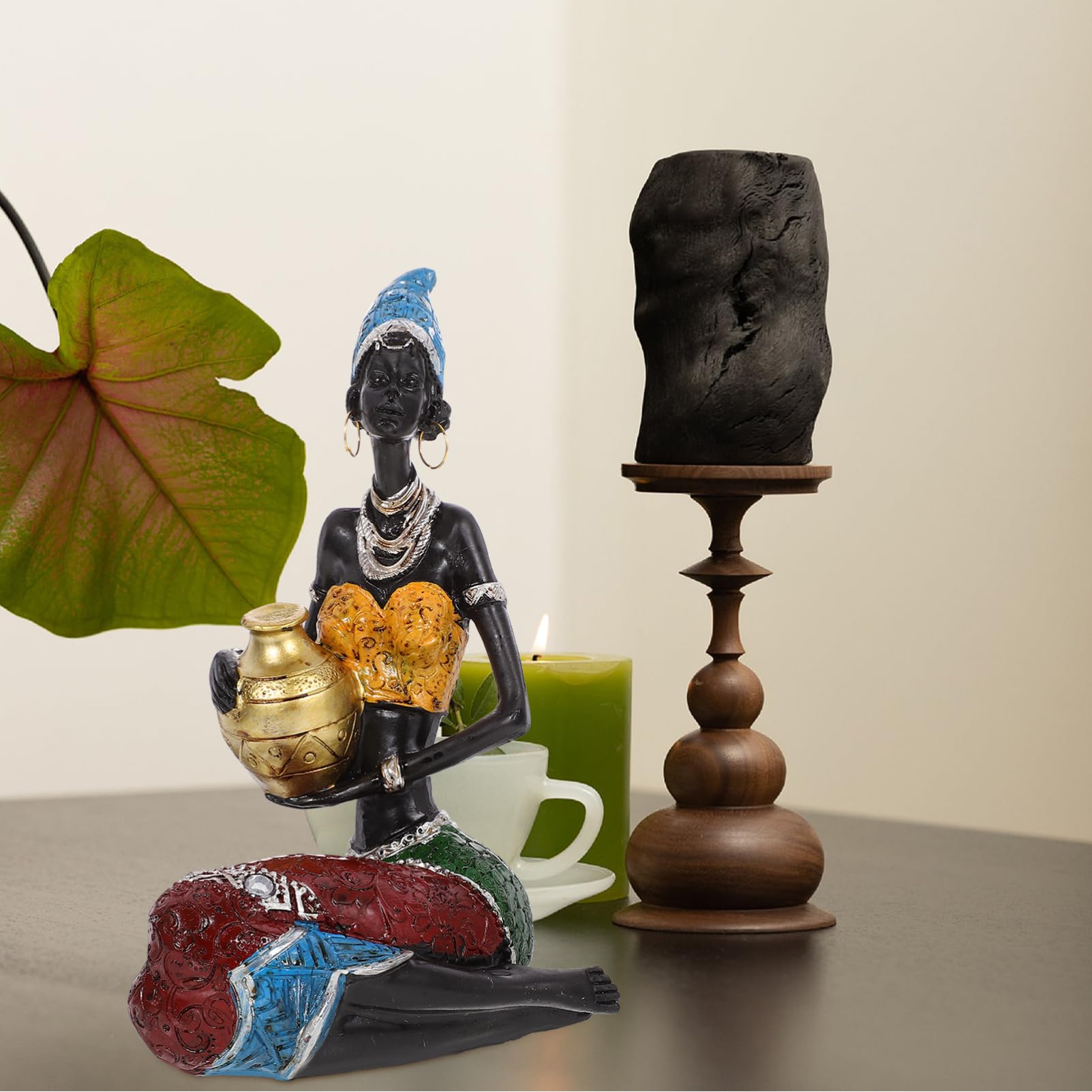 Personajes Africanos De Resina Escultura De Mujer Africana Decoración Artesanal para Hogar Sala De Estar Dormitorio Obsequio De San Valentín Figura De Escritorio
