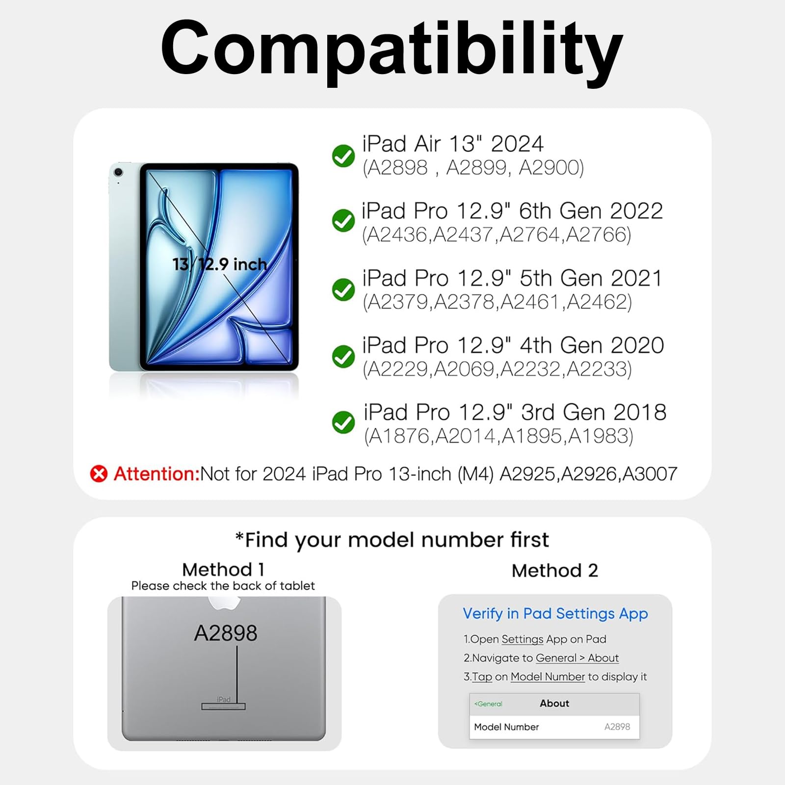 WINCHKING Keyboard Case for iPad Air 13-inch (M3/M2,2025/2024),iPad Pro 12.9 inch 6th/5th/4th/3rd Generation,7 Colors Backlit,Magic Keyboard Case with Trackpad,Easy-Set Magnetic Stand,Gray