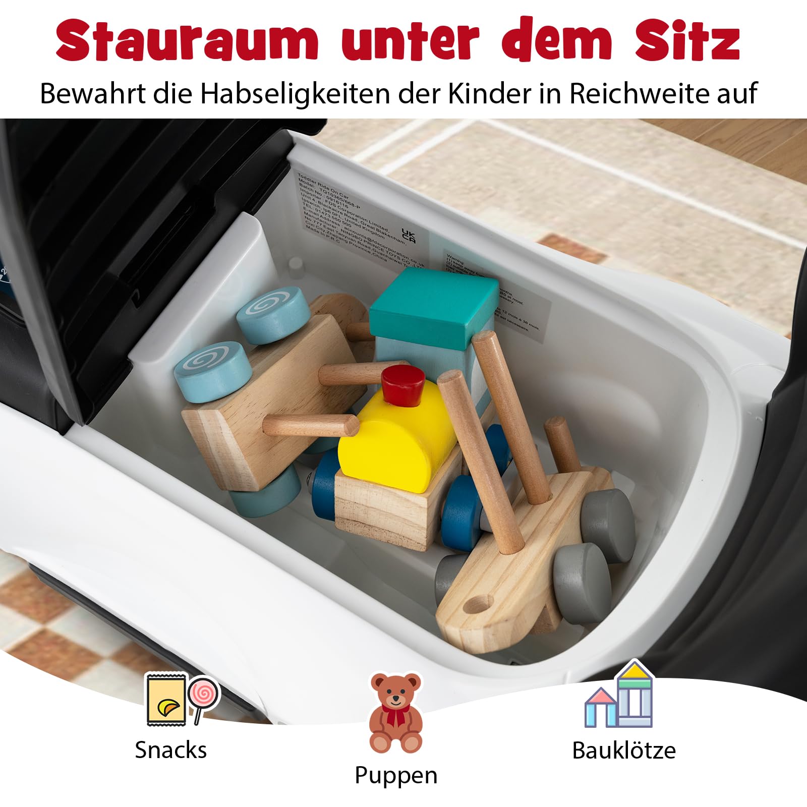 GOPLUS 3 in 1 Schiebeauto, Rutschauto Mercedes-Benz mit verstellbarem Verdeck und Stauraum unter dem Sitz, Rutschfahrzeug mit realistischen Geräuschen für Kinder von 18–36 Monaten (Weiß)